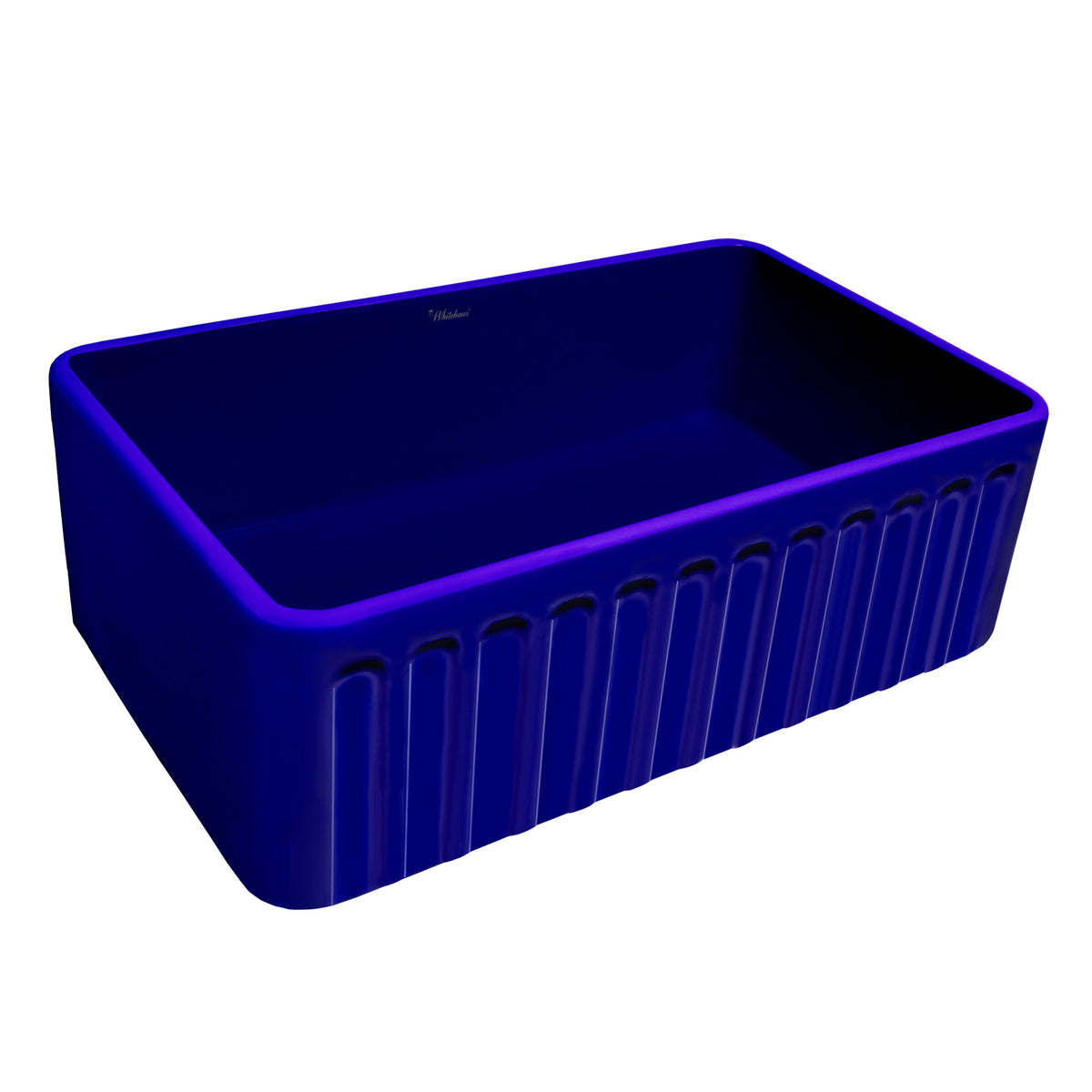 30&quot; Reversible Single Bowl Fireclay Kitchen Sink: Roman Floral, Fluted Front Apron