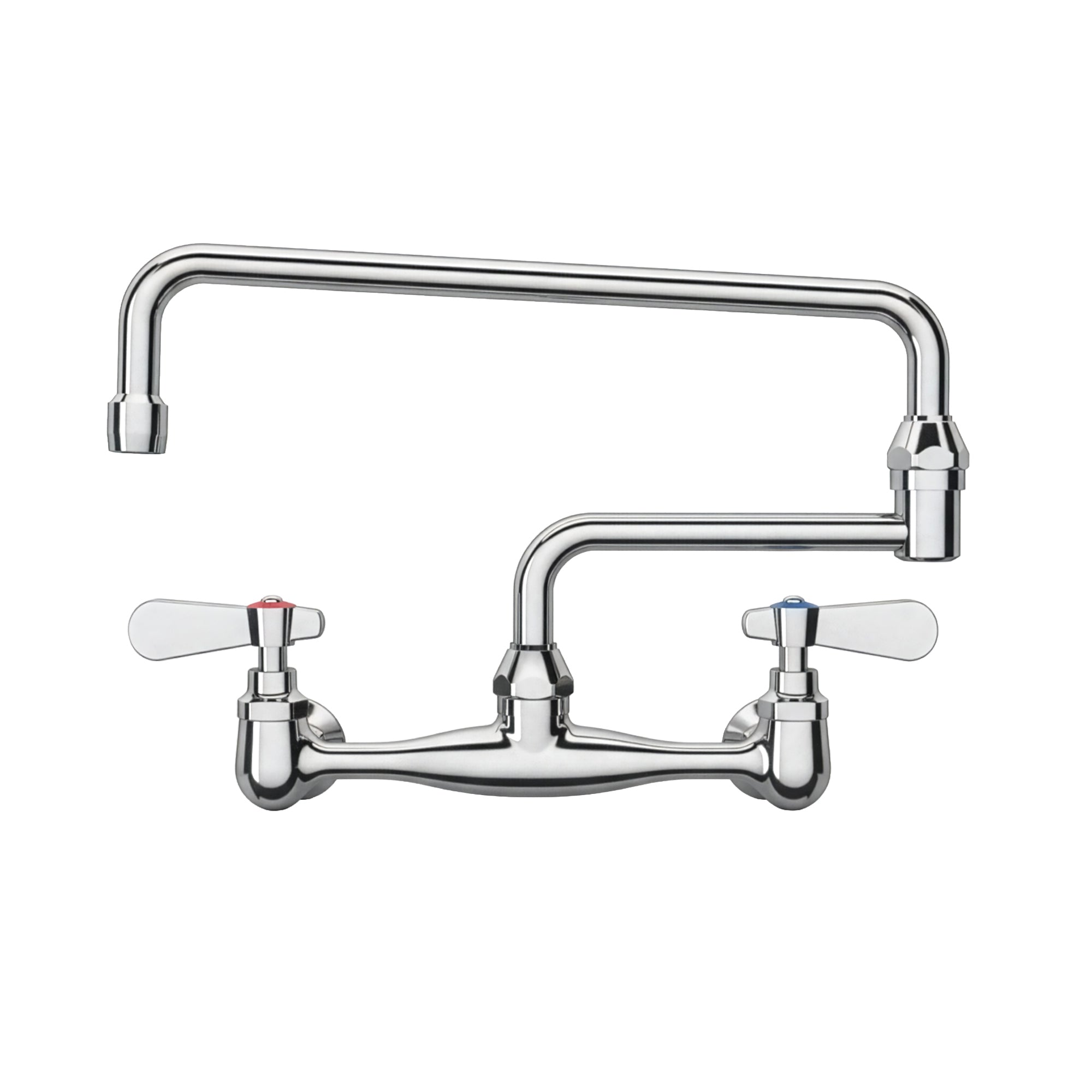 Solid brass wall mount utility faucet with double jointed retractable swing spout and lever handles