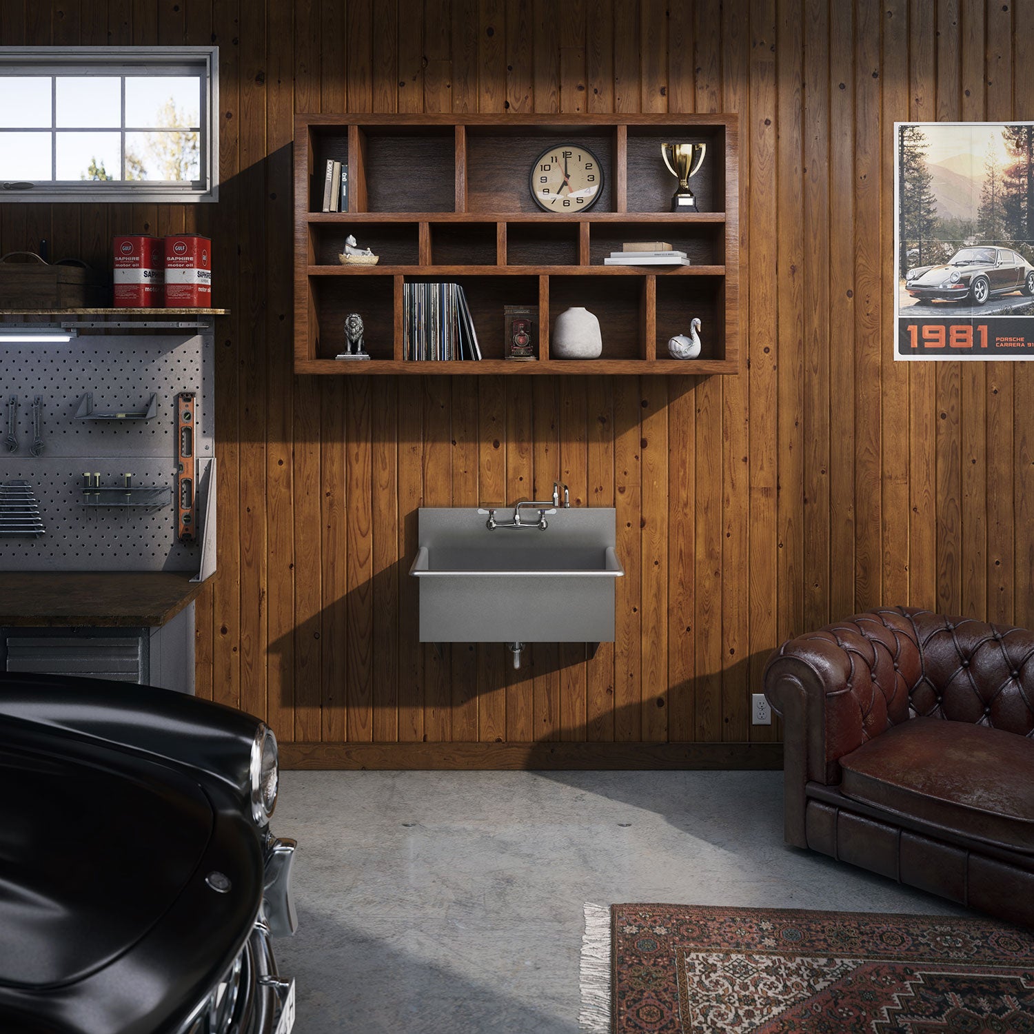 Solid brass wall mount utility faucet with double jointed retractable swing spout and lever handles