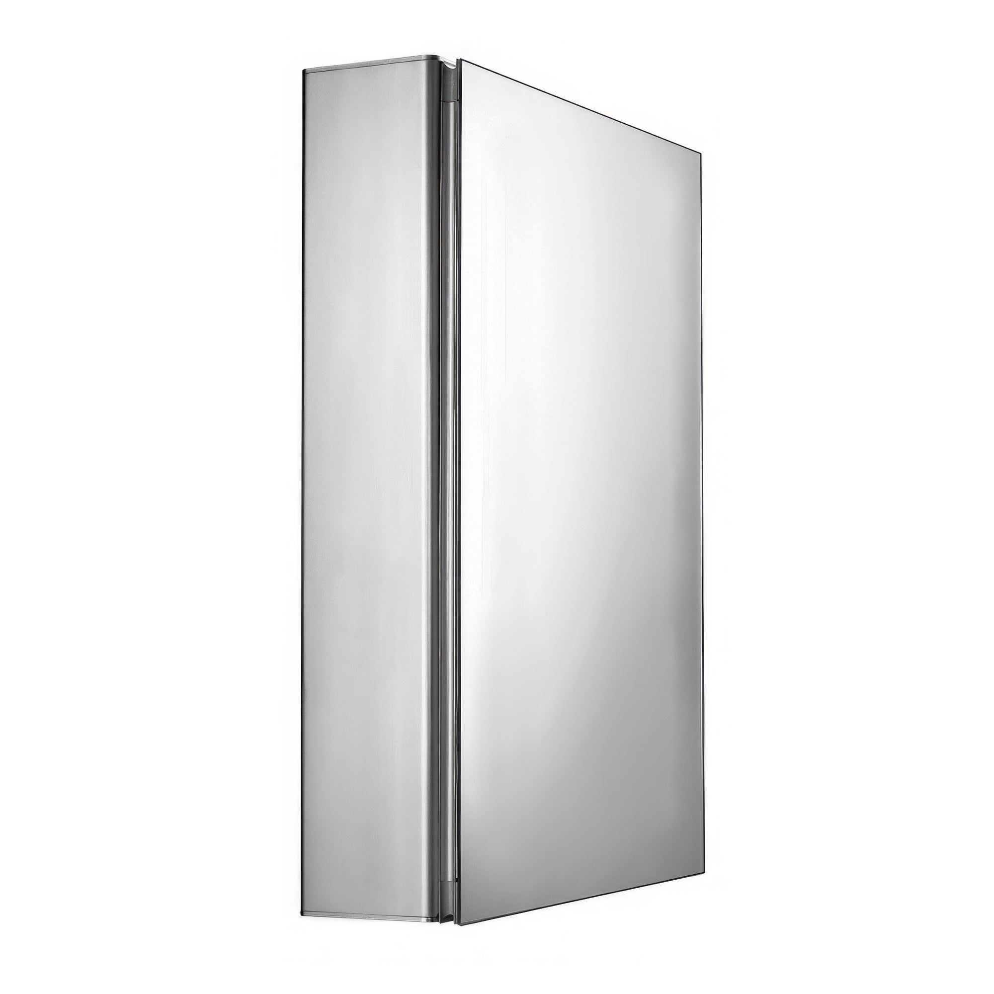 Anodized aluminum surface mount single mirrored door medicine cabinet