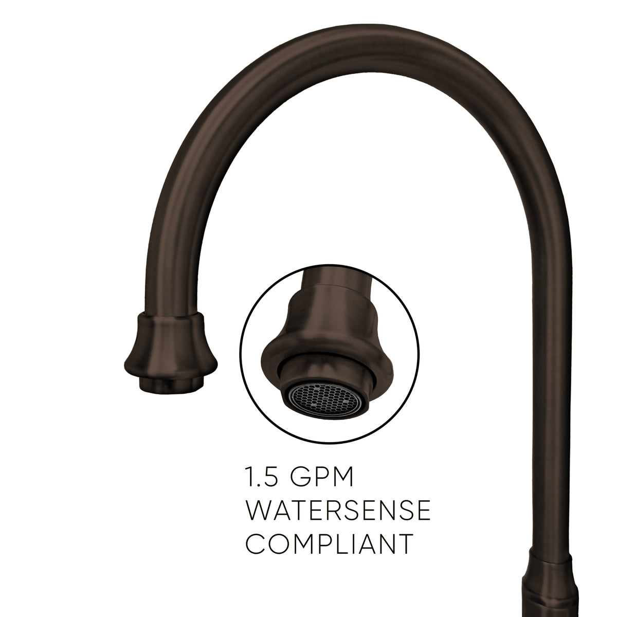 Bridge Faucet with Long Gooseneck Swivel Spout, Cross Handles and Solid Brass Side Spray