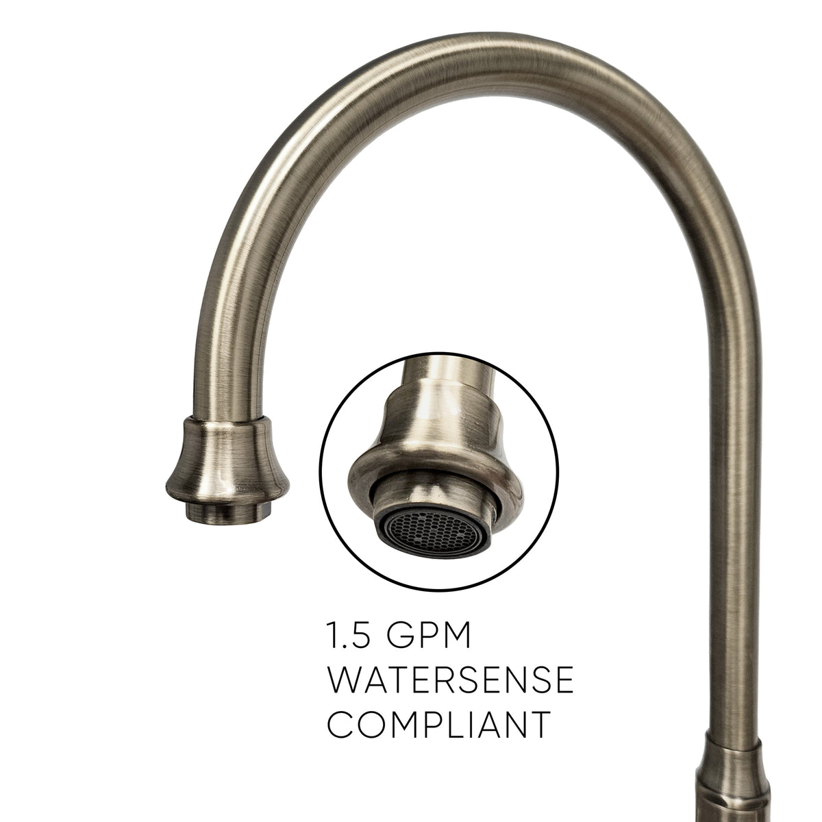 Bridge Faucet with Long Gooseneck Swivel Spout, Lever Handles and Solid Brass Side Spray