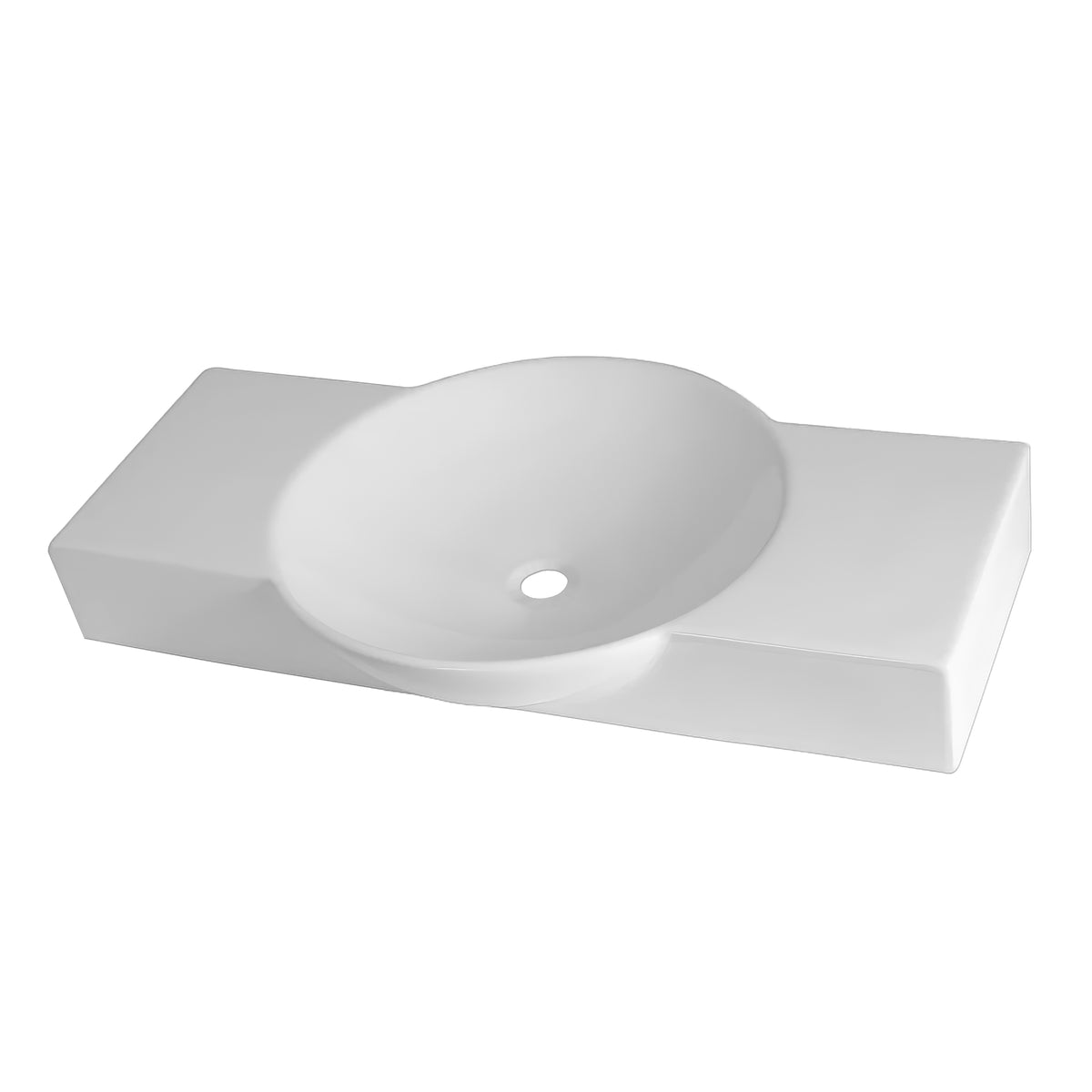 27&quot; Rectangular Vessel Sink, Integrated Round Bowl and Center Drain Location