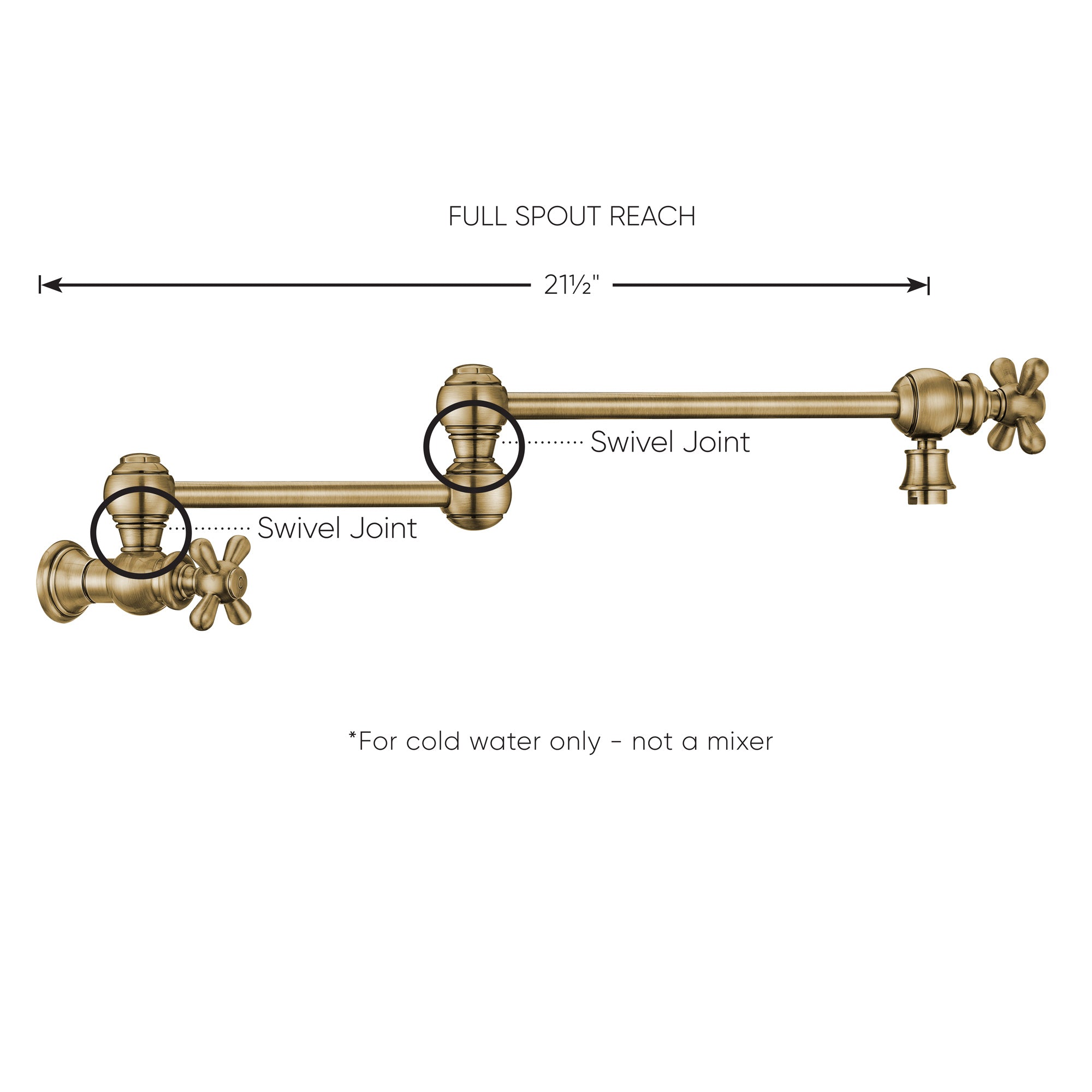 Wall Mount Retractable Swing Spout Pot Filler with Cross Handles