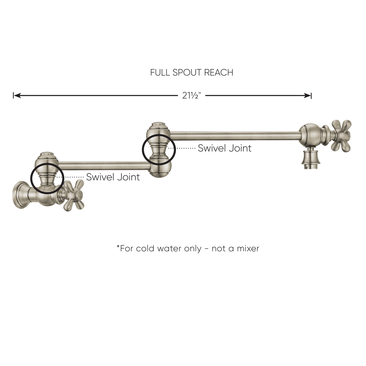 Wall Mount Retractable Swing Spout Pot Filler with Cross Handles