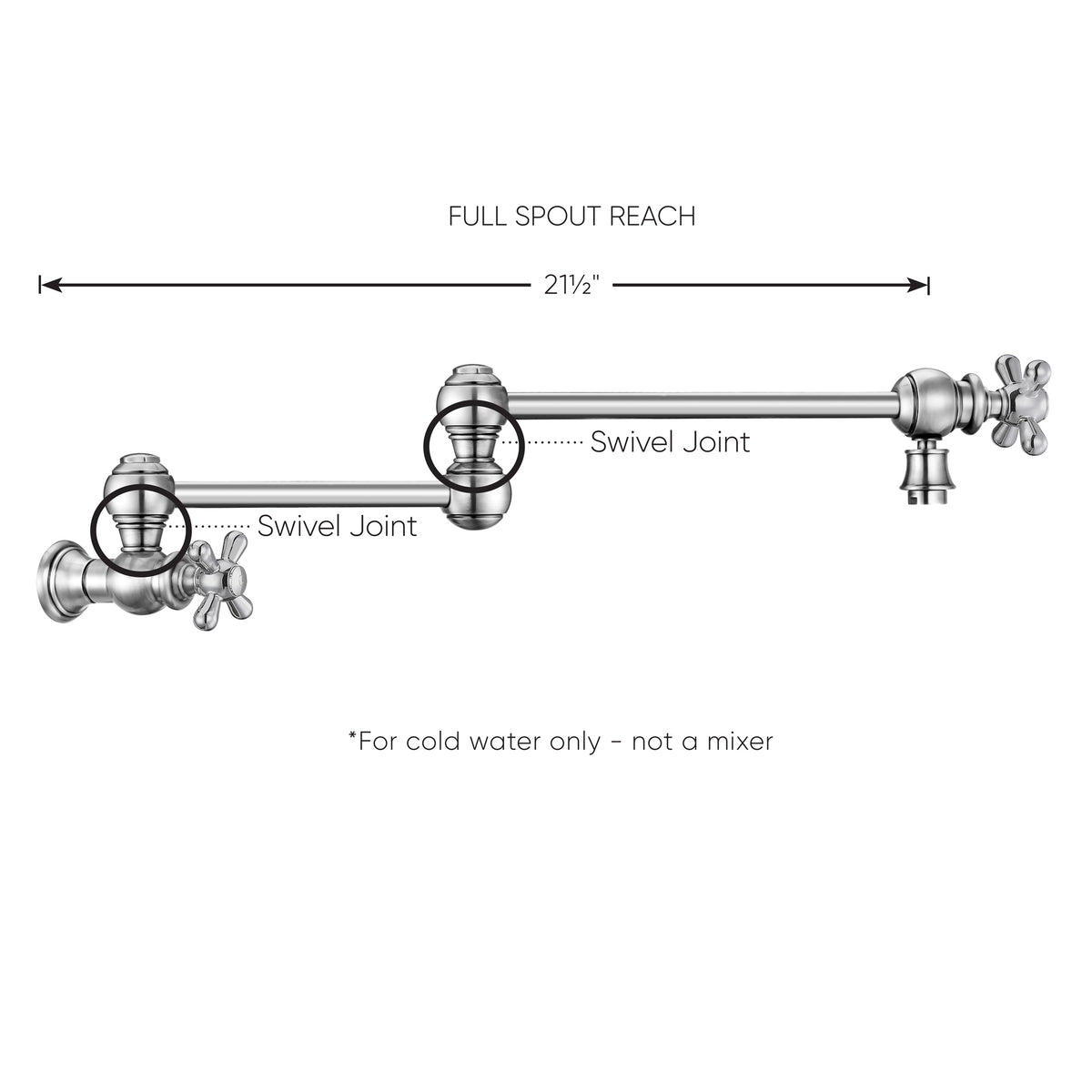 Wall Mount Retractable Swing Spout Pot Filler with Cross Handles