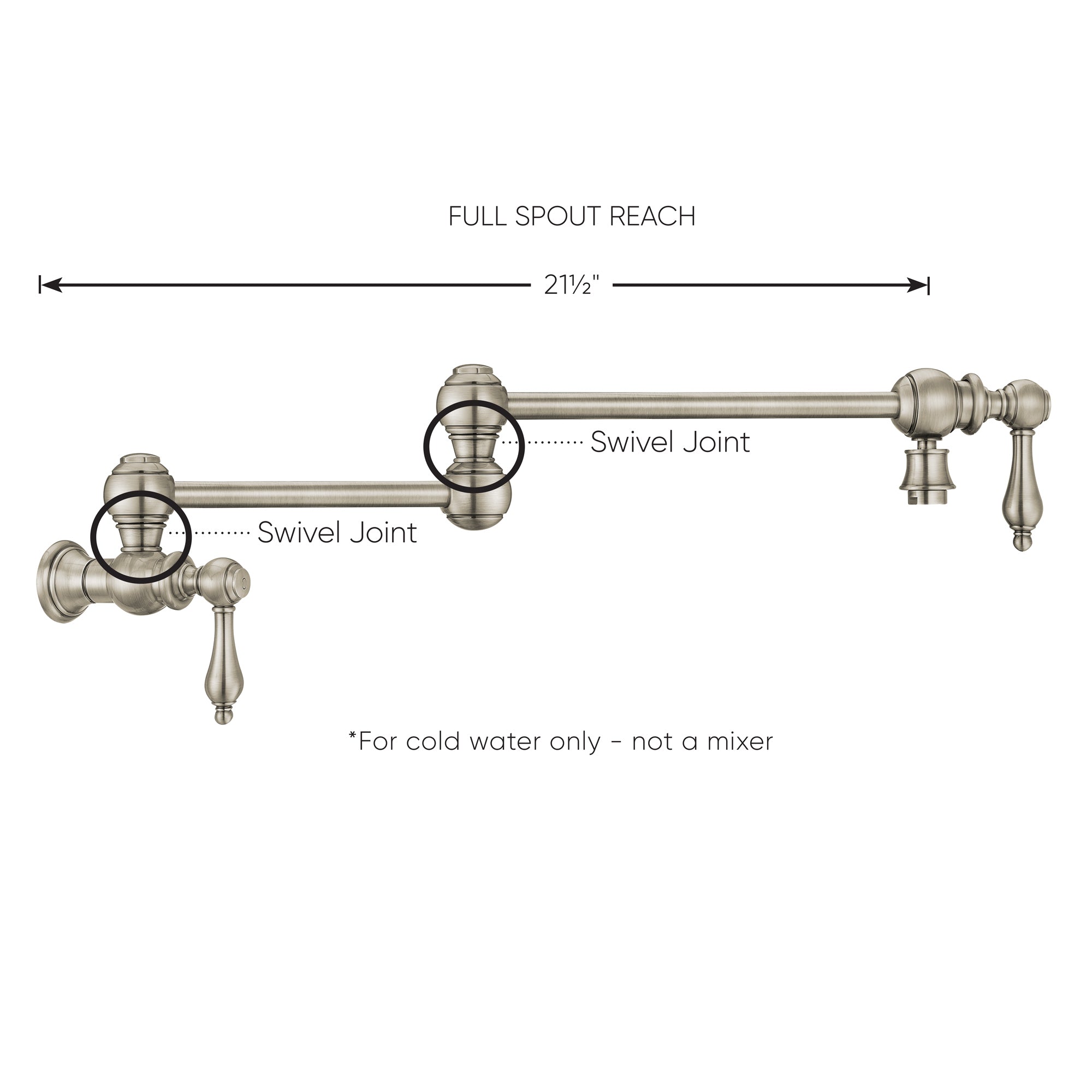 Wall Mount Retractable Swing Spout Pot Filler with Lever Handles