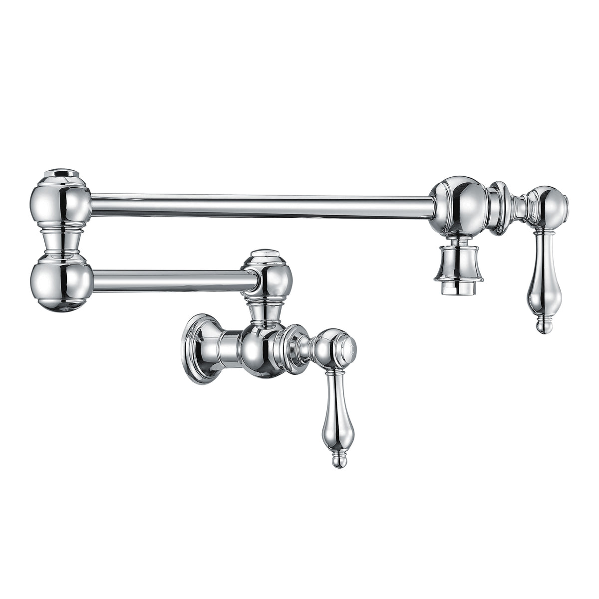 Wall Mount Retractable Swing Spout Pot Filler with Lever Handles