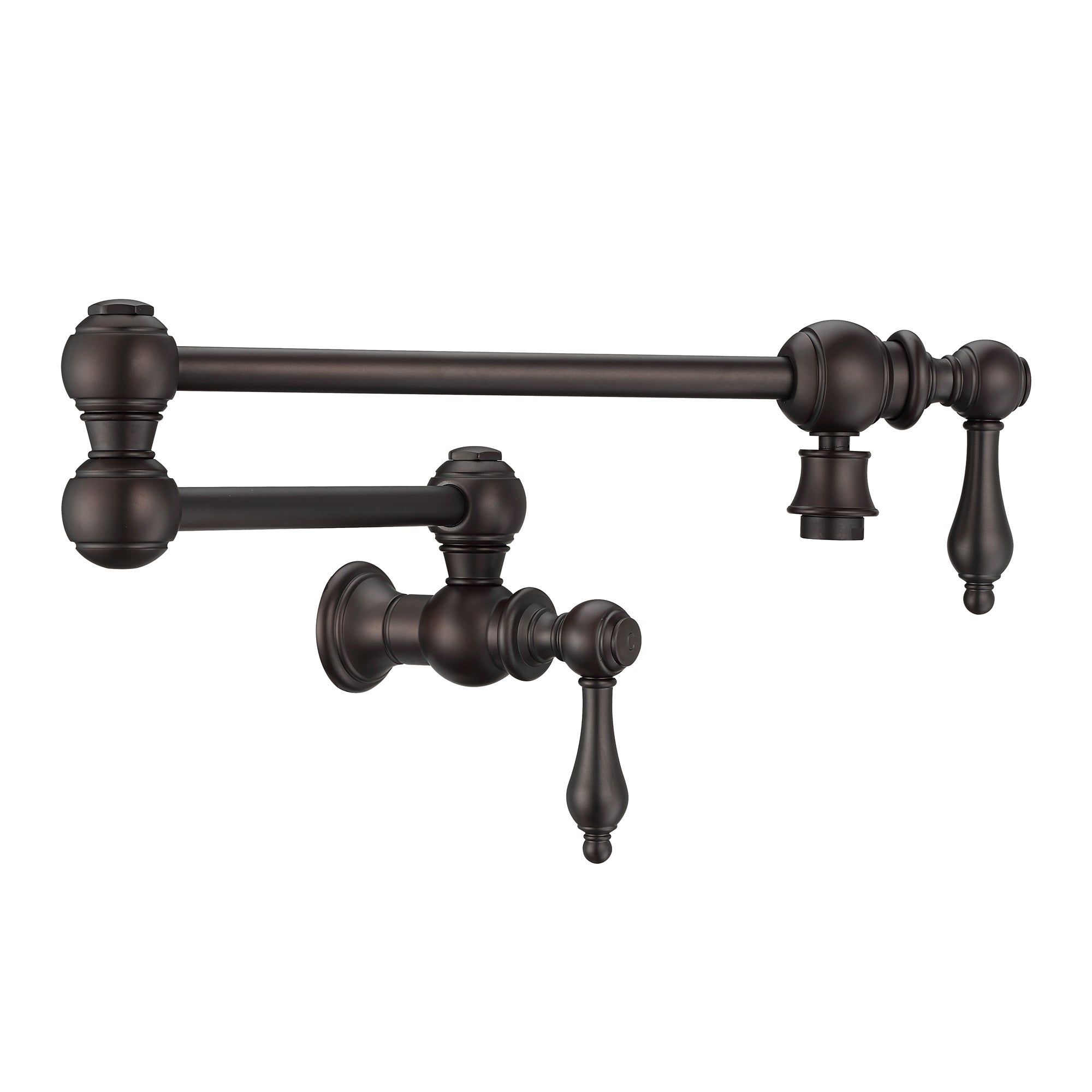 Wall Mount Retractable Swing Spout Pot Filler with Lever Handles