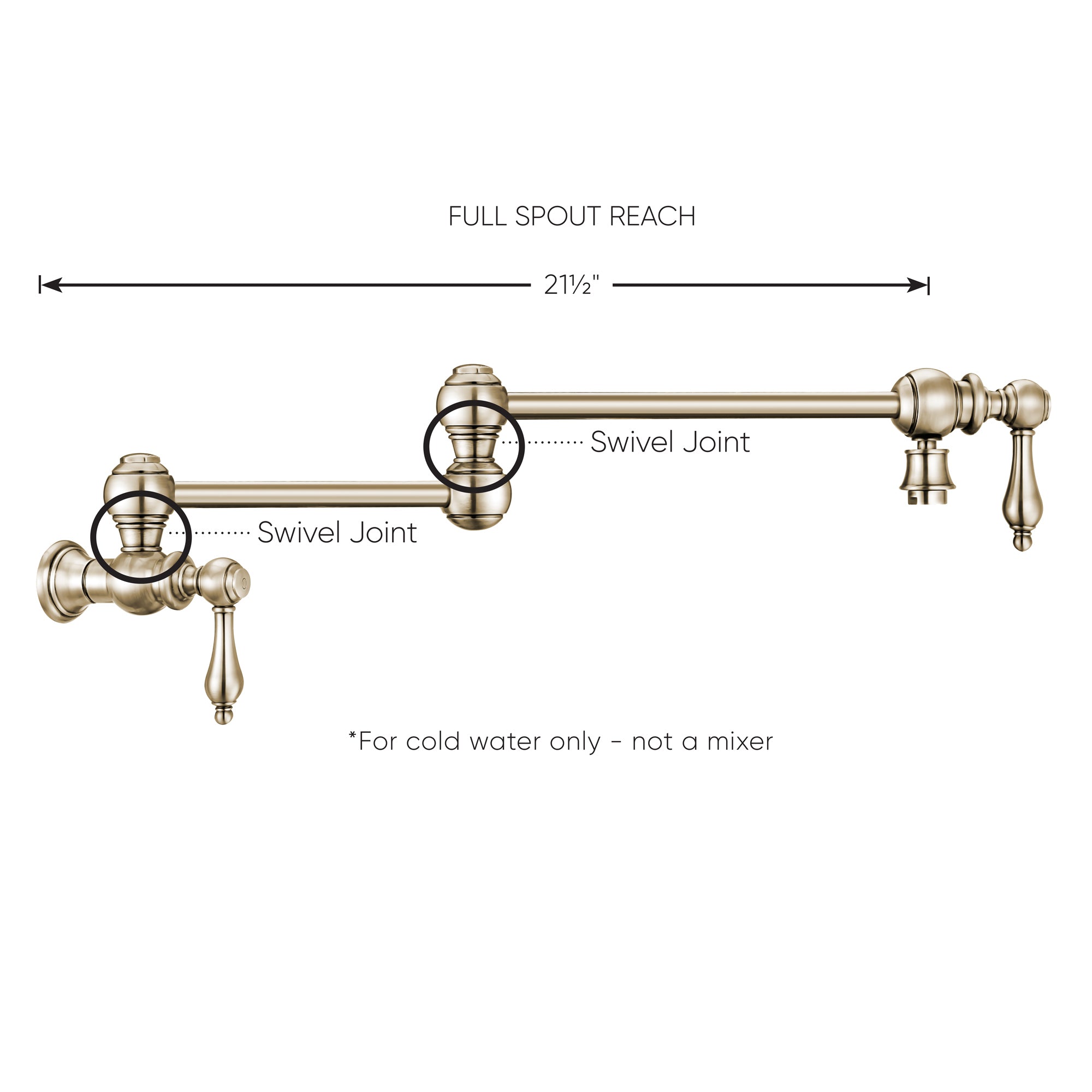 Wall Mount Retractable Swing Spout Pot Filler with Lever Handles