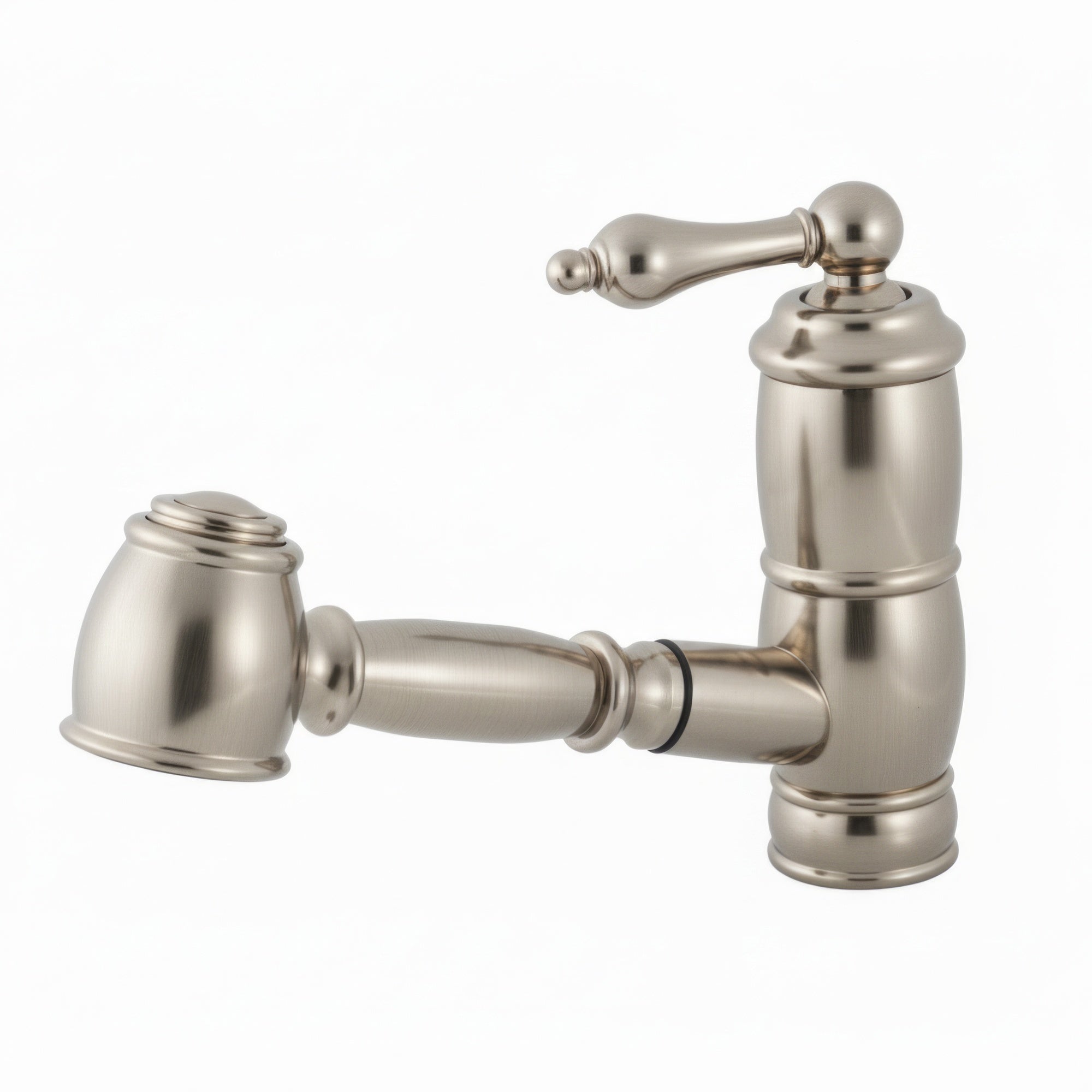 Solid brass deck mount single-hole kitchen faucet with a pull-out spray head and lever handle