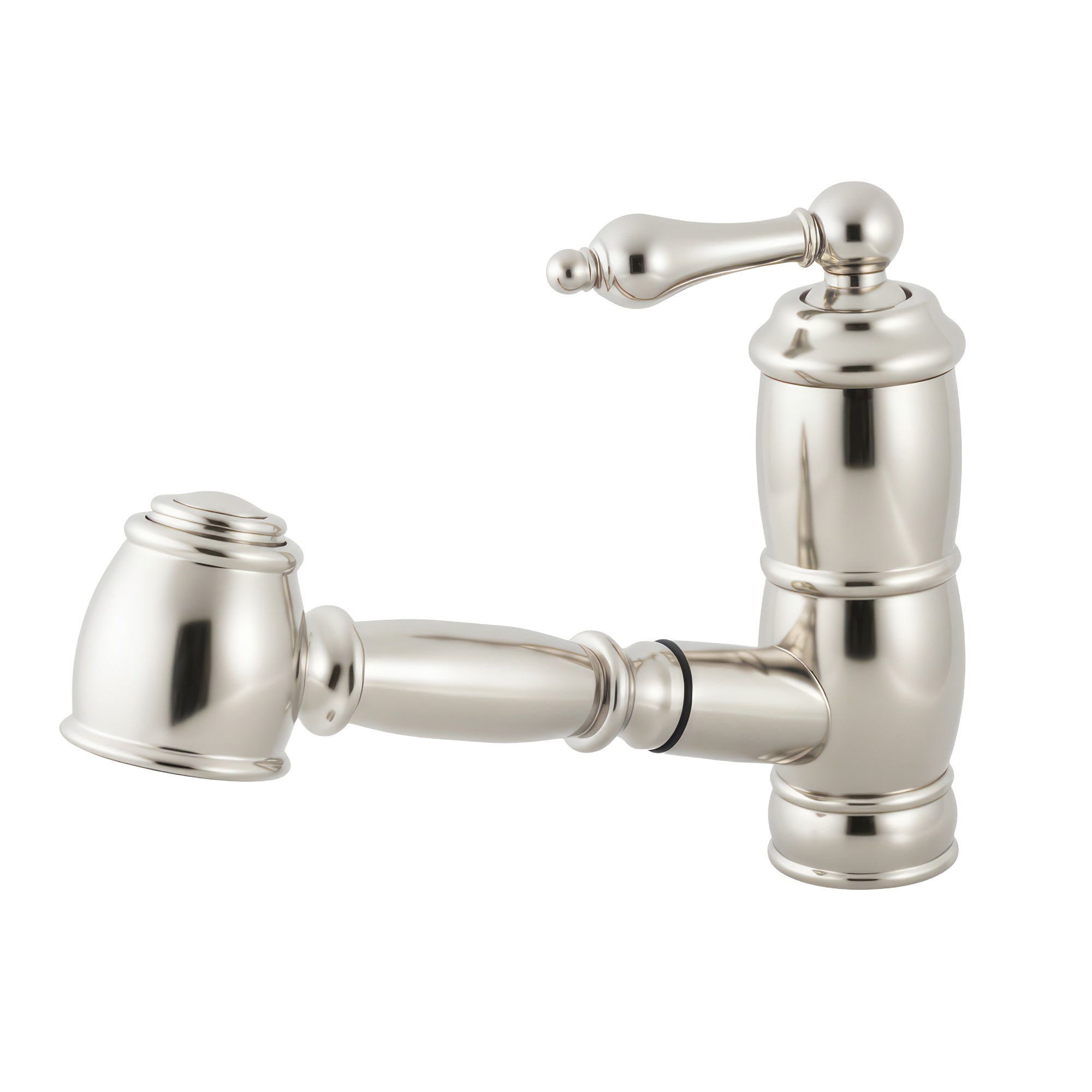Solid brass deck mount single-hole kitchen faucet with a pull-out spray head and lever handle