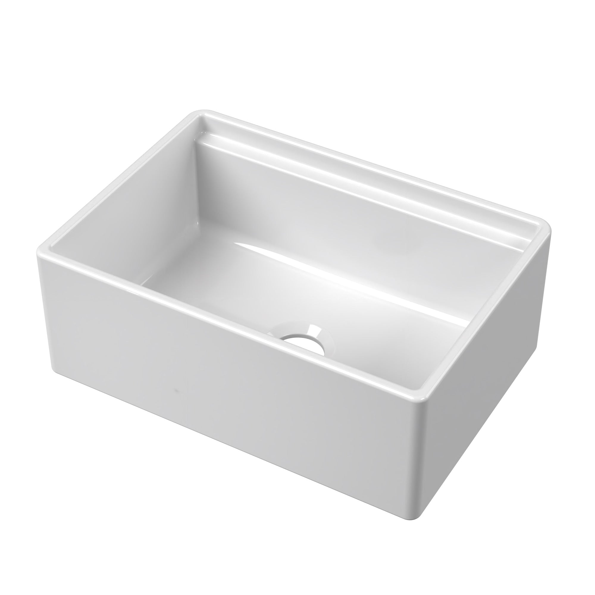 Front Apron Single Bowl Fireclay Kitchen Sinks With Walnut Wood Cutting Board and Stainless Steel Grid