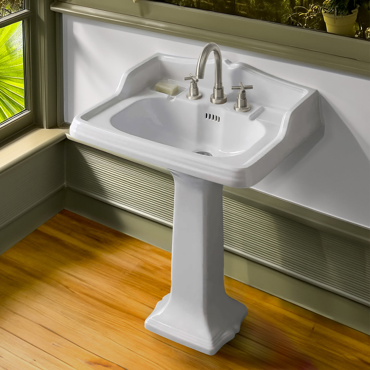 Luxe Widespread Lavatory Faucet with Tubular Swivel Spout