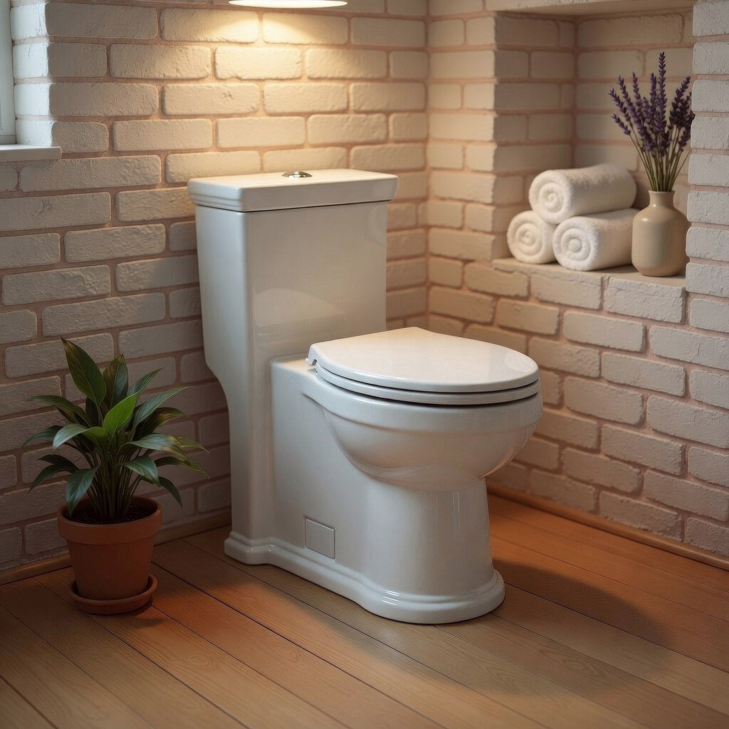 Eco-friendly one piece toilet with a siphonic action dual flush system, elongated bowl 1.3/0.9 GPF