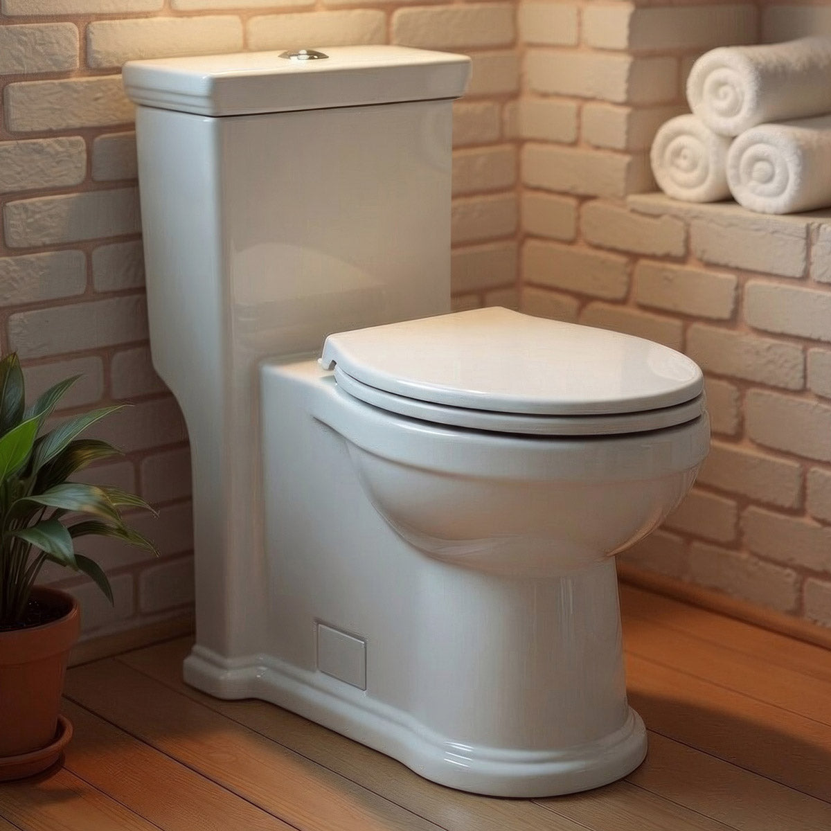 Eco-friendly one piece toilet with a siphonic action dual flush system, elongated bowl 1.3/0.9 GPF