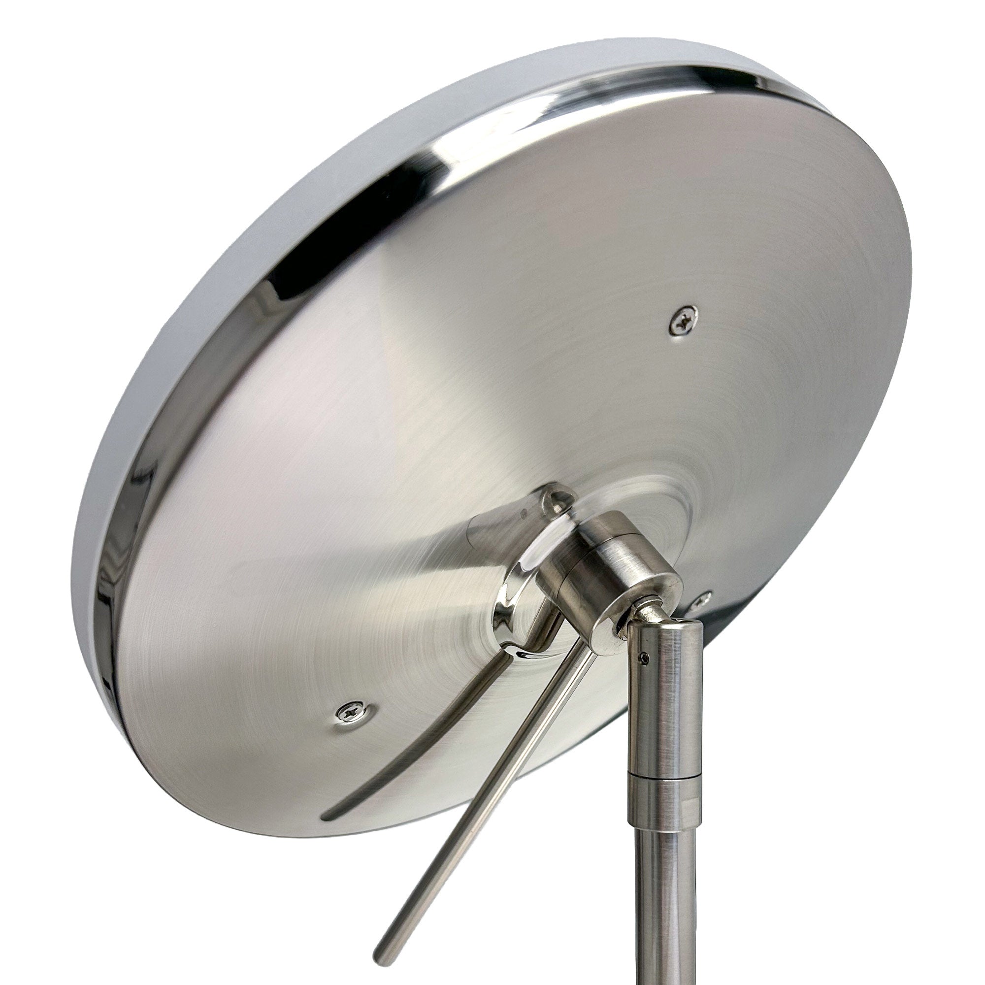 Anodized aluminum body round freestanding LED 5X magnified vanity mirror