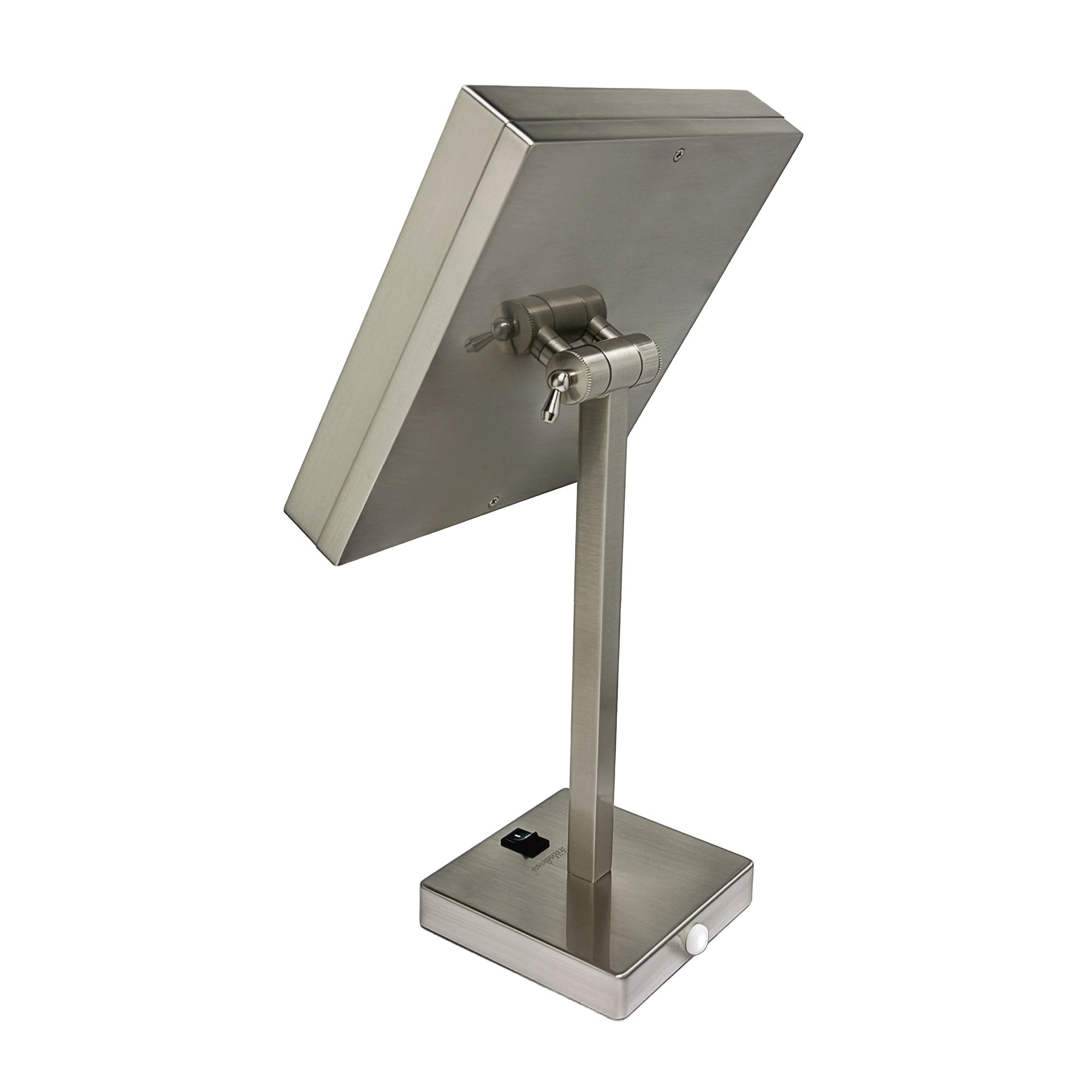 Anodized aluminum body square freestanding LED 5X magnified vanity mirror