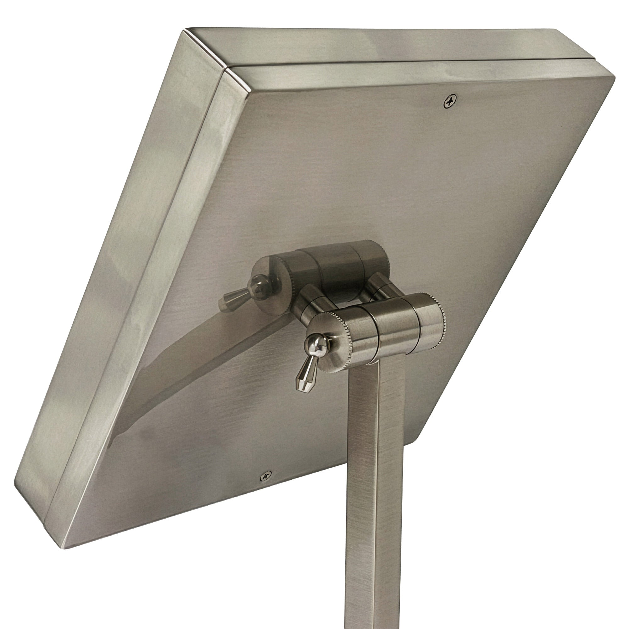 Anodized aluminum body square freestanding LED 5X magnified vanity mirror
