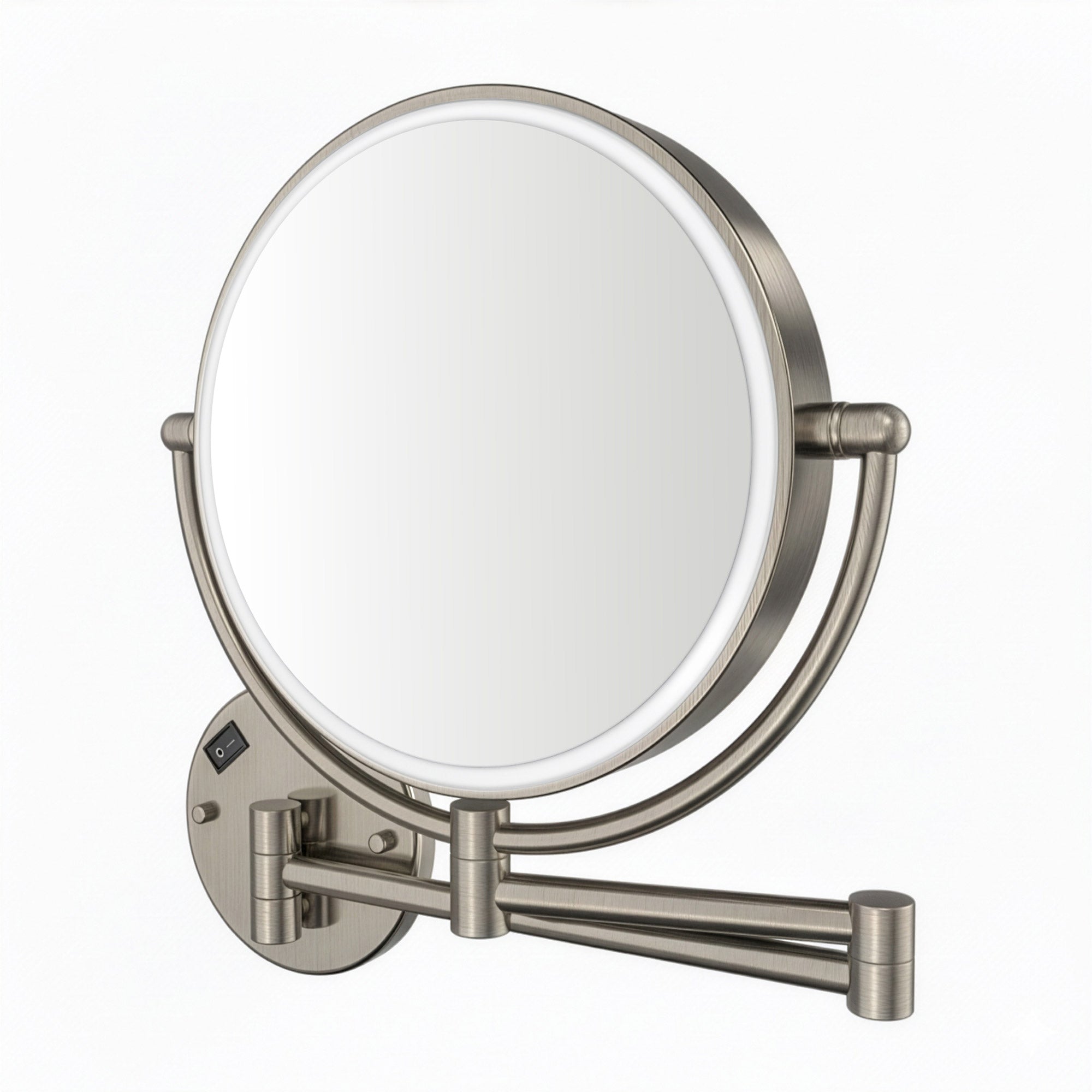Anodized aluminum body round wall mount LED 7X magnified mirror