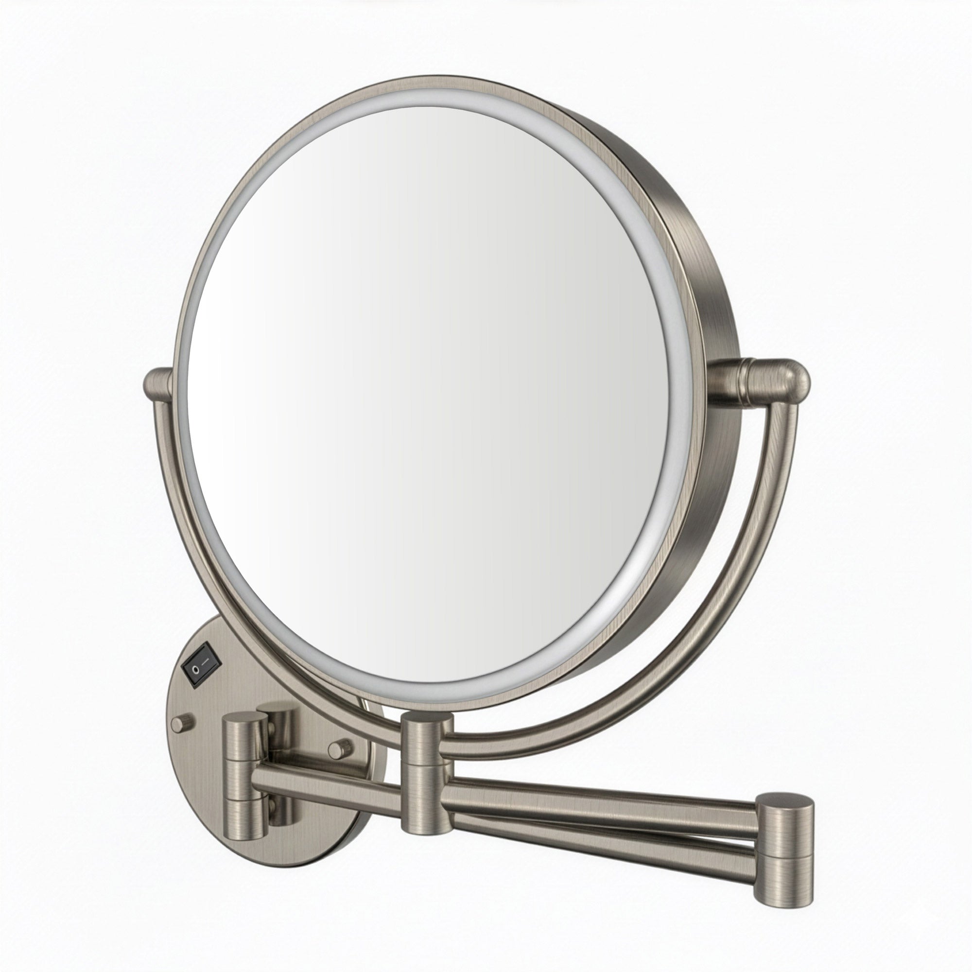 Anodized aluminum body round wall mount LED 7X magnified mirror