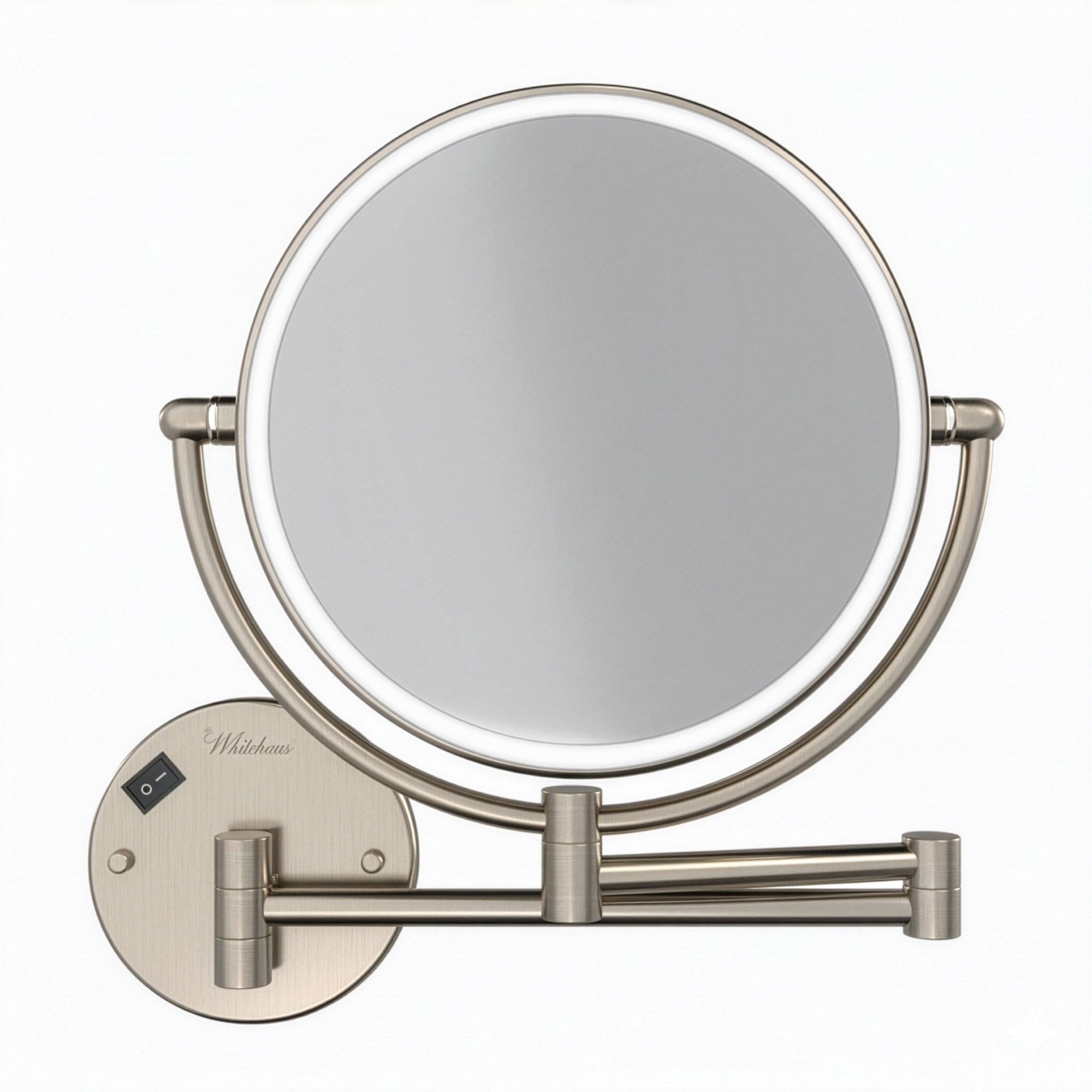 Anodized aluminum body round wall mount LED 7X magnified mirror