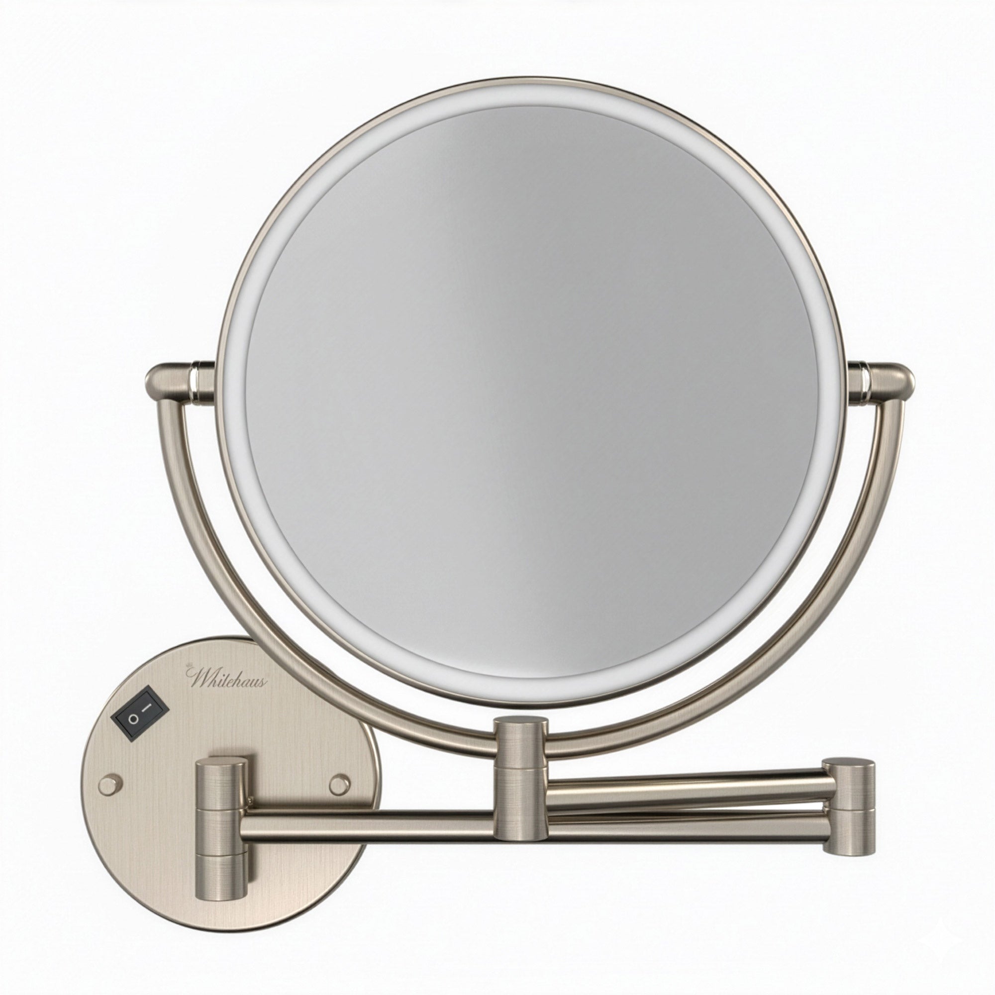 Anodized aluminum body round wall mount LED 7X magnified mirror