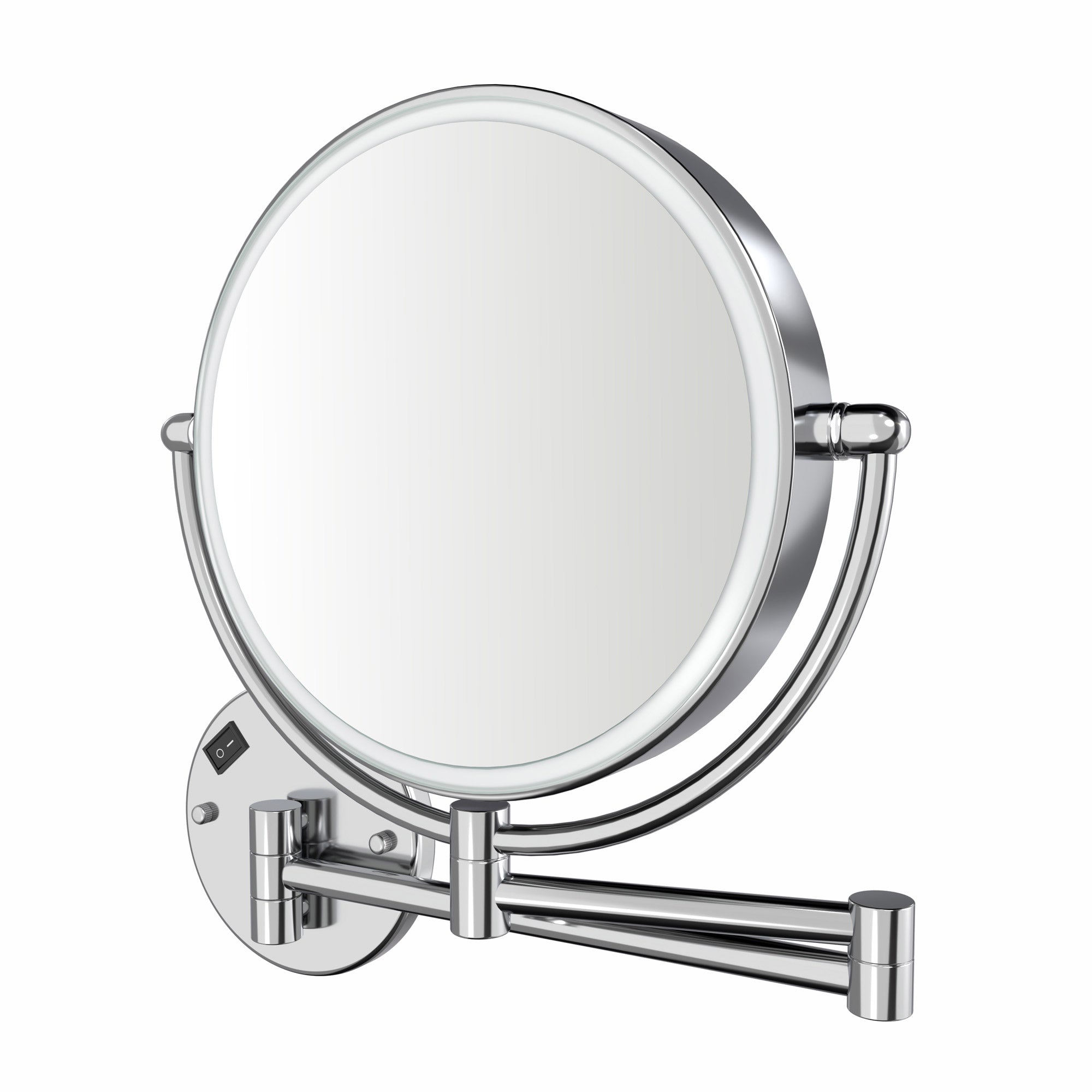 Anodized aluminum body round wall mount LED 7X magnified mirror