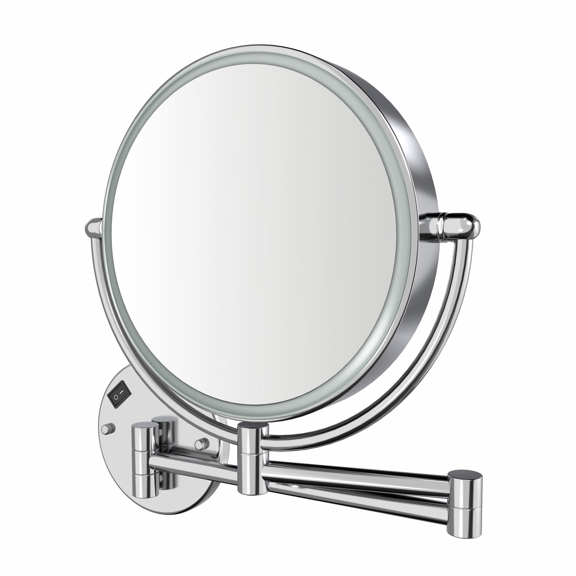 Anodized aluminum body round wall mount LED 7X magnified mirror