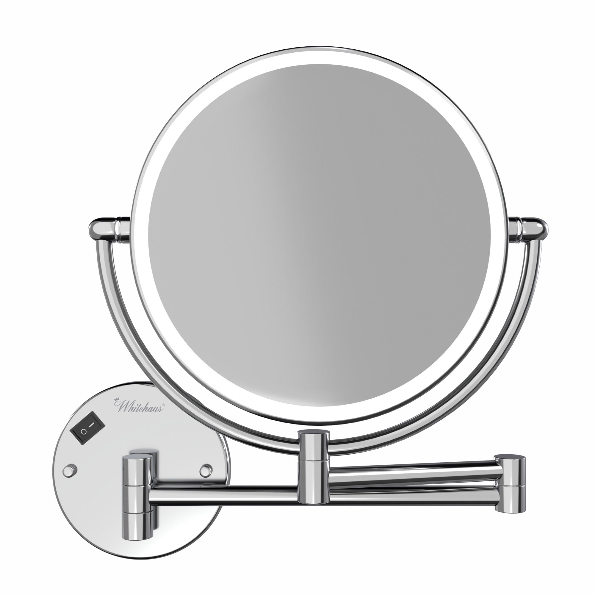 Anodized aluminum body round wall mount LED 7X magnified mirror
