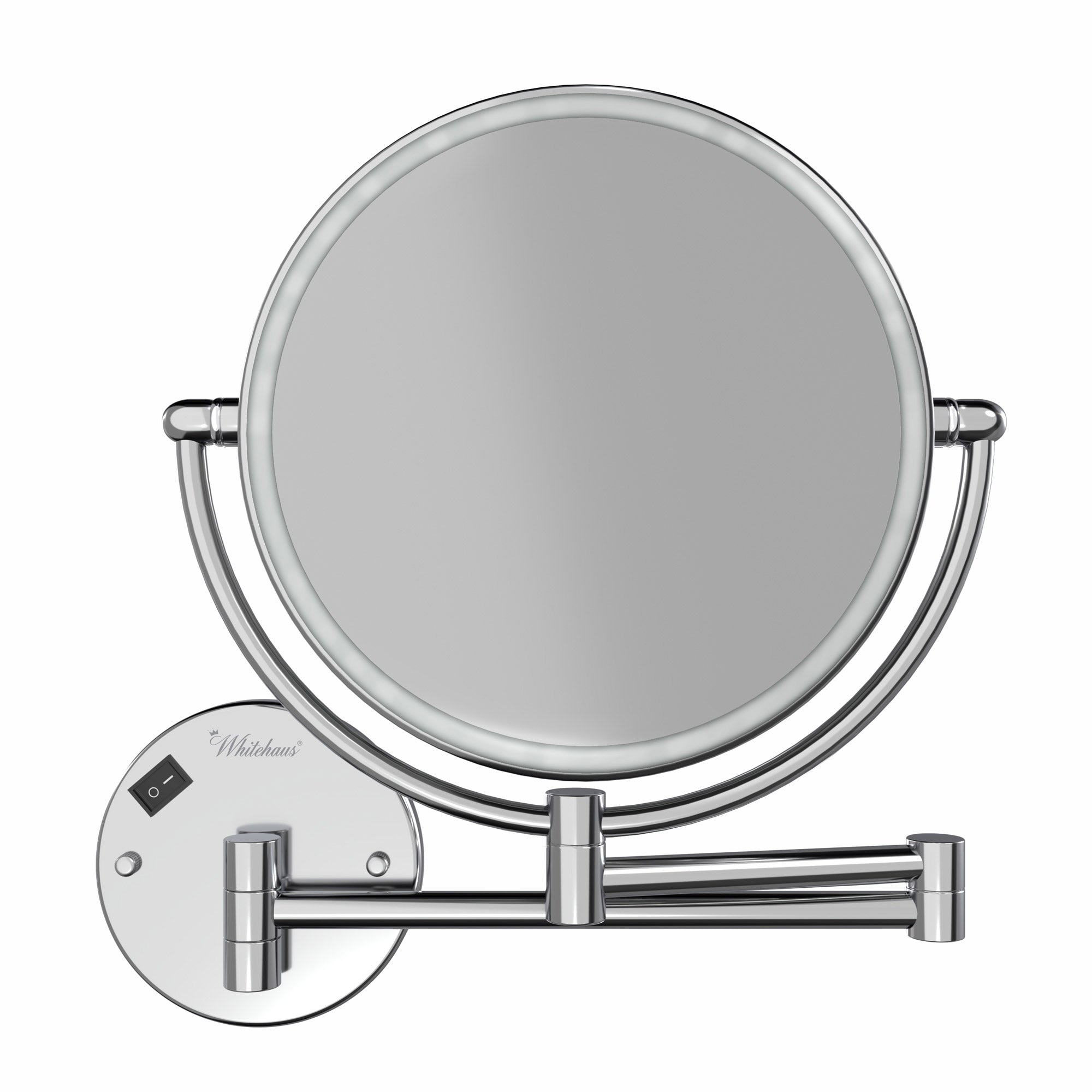Anodized aluminum body round wall mount LED 7X magnified mirror