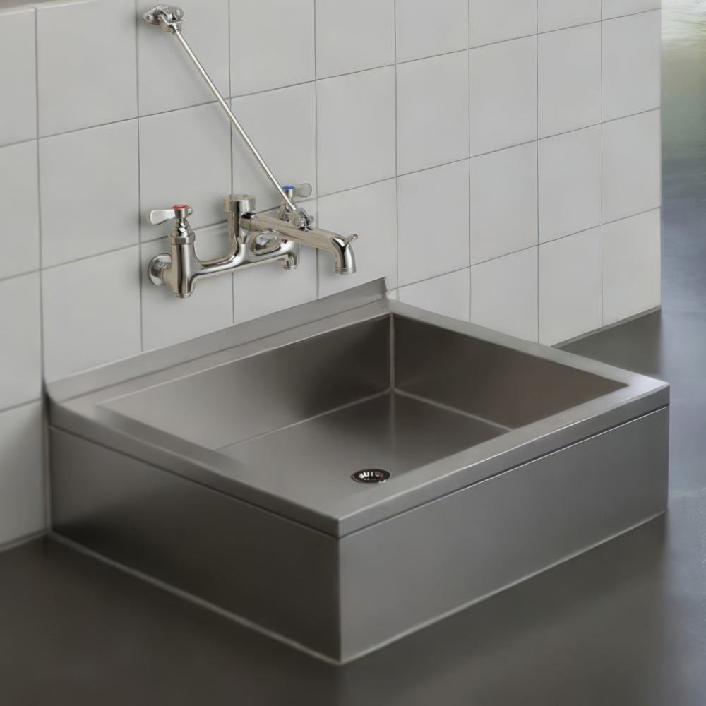 Brushed stainless steel utility single bowl floor mount mop sink