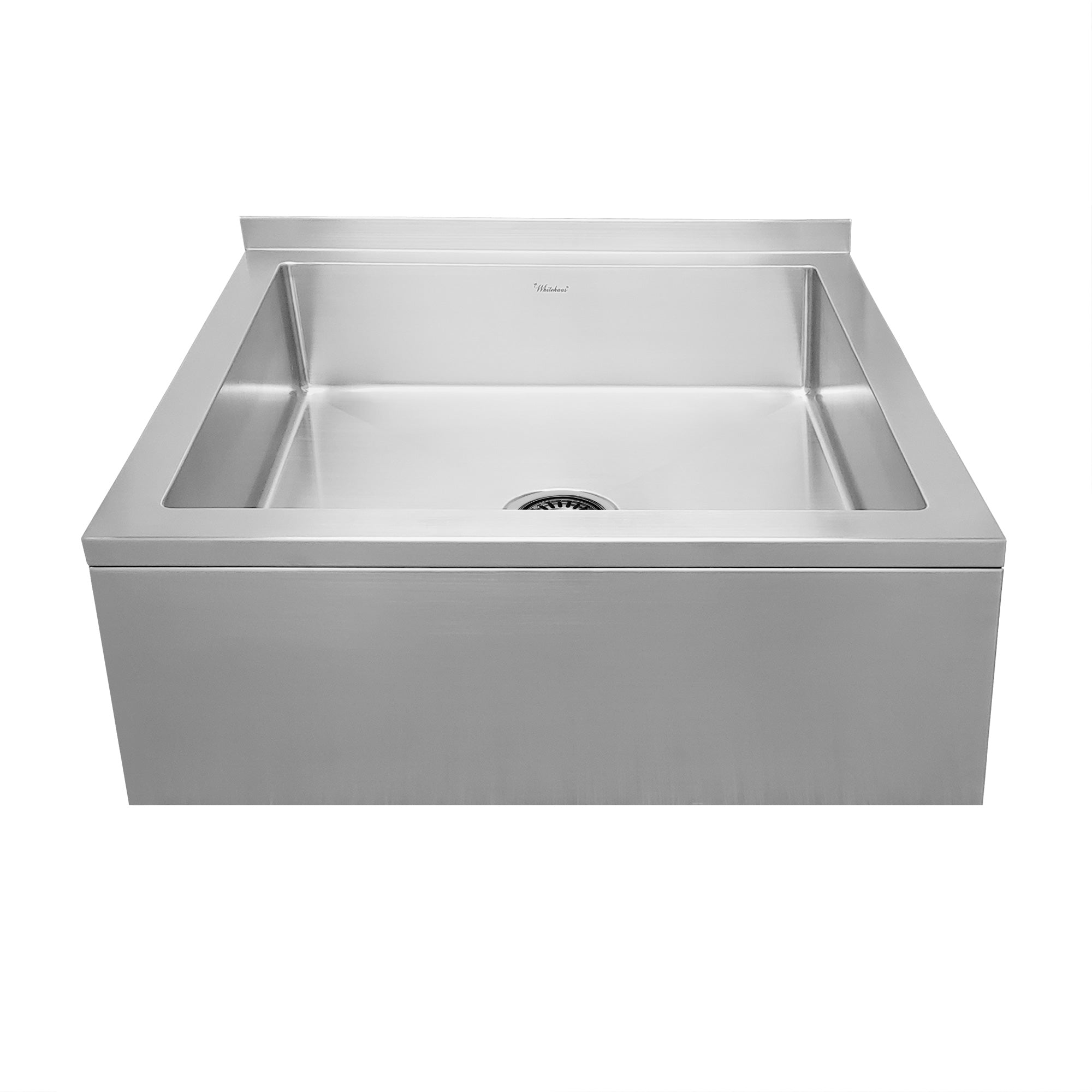 Brushed stainless steel utility single bowl floor mount mop sink