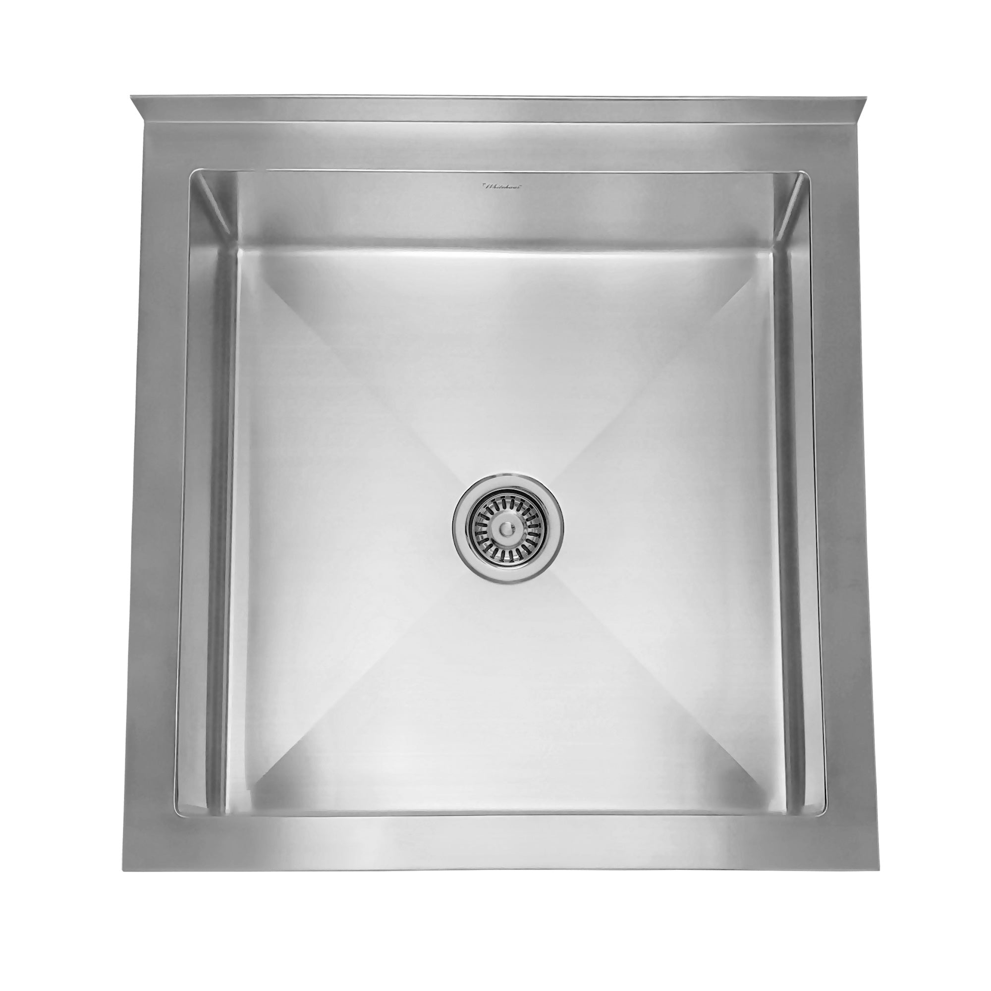Brushed stainless steel utility single bowl floor mount mop sink