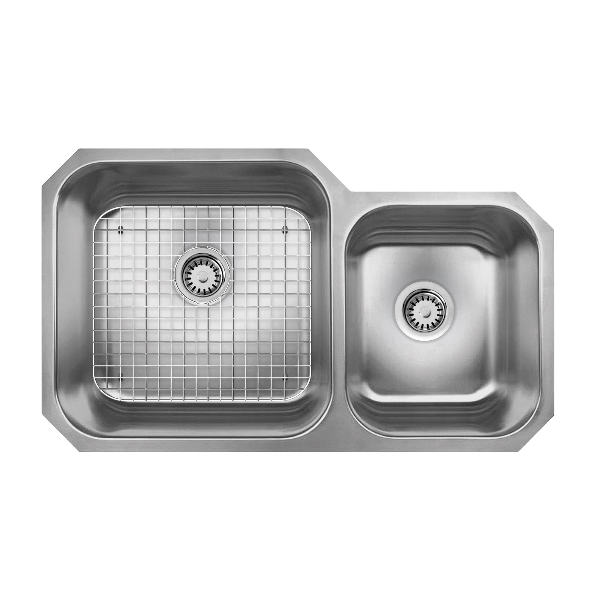 33" brushed stainless steel double bowl undermount sink