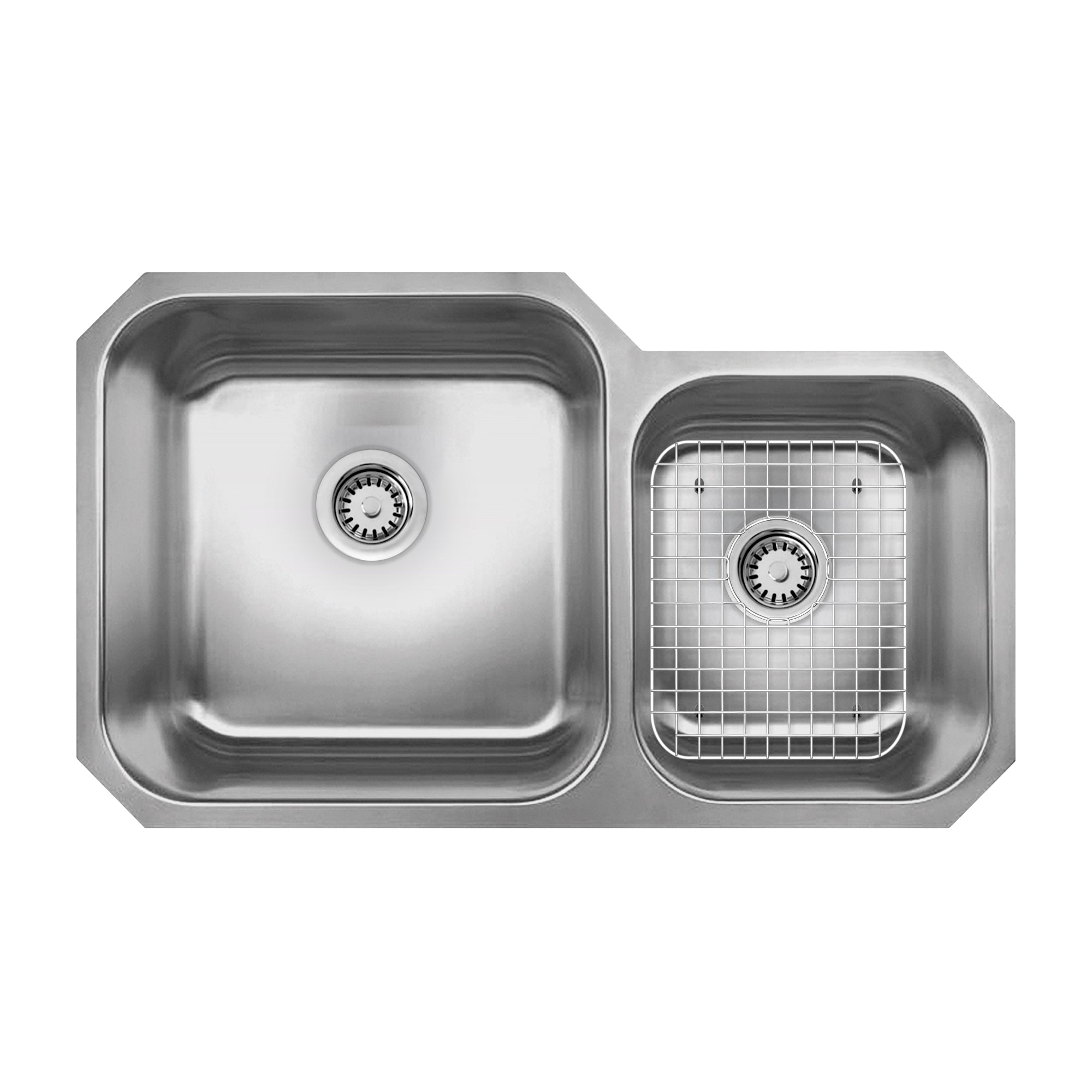 33" brushed stainless steel double bowl undermount sink