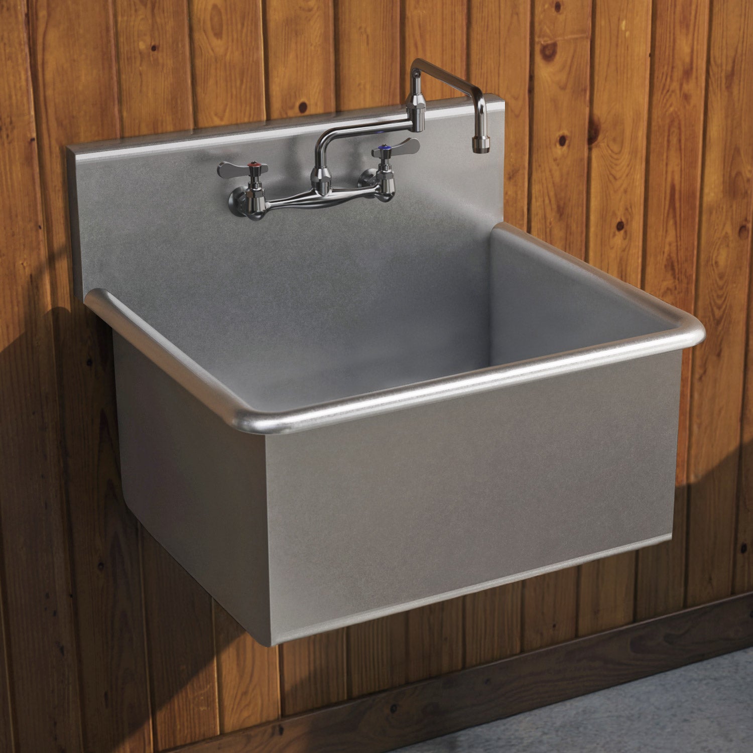 Brushed stainless steel commercial single bowl drop-in or wall mount utility sink