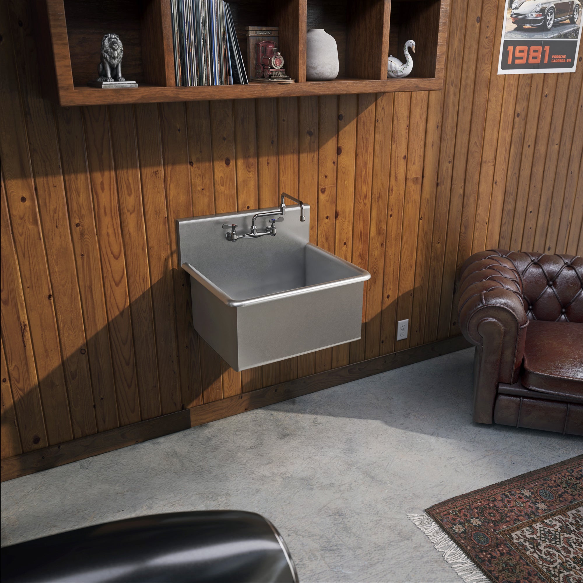 Brushed stainless steel commercial single bowl drop-in or wall mount utility sink