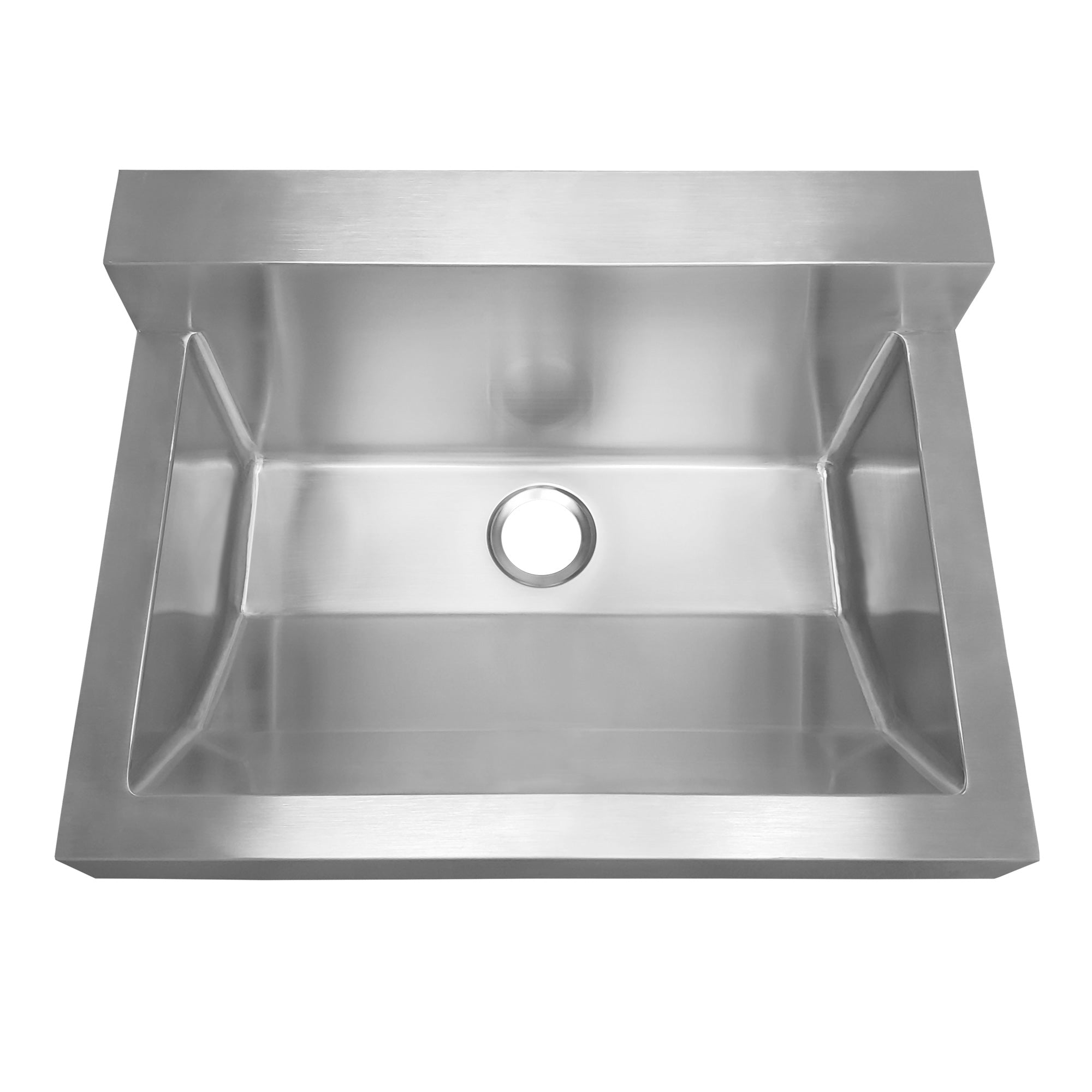 Brushed stainless steel commercial single bowl wall mount utility sink
