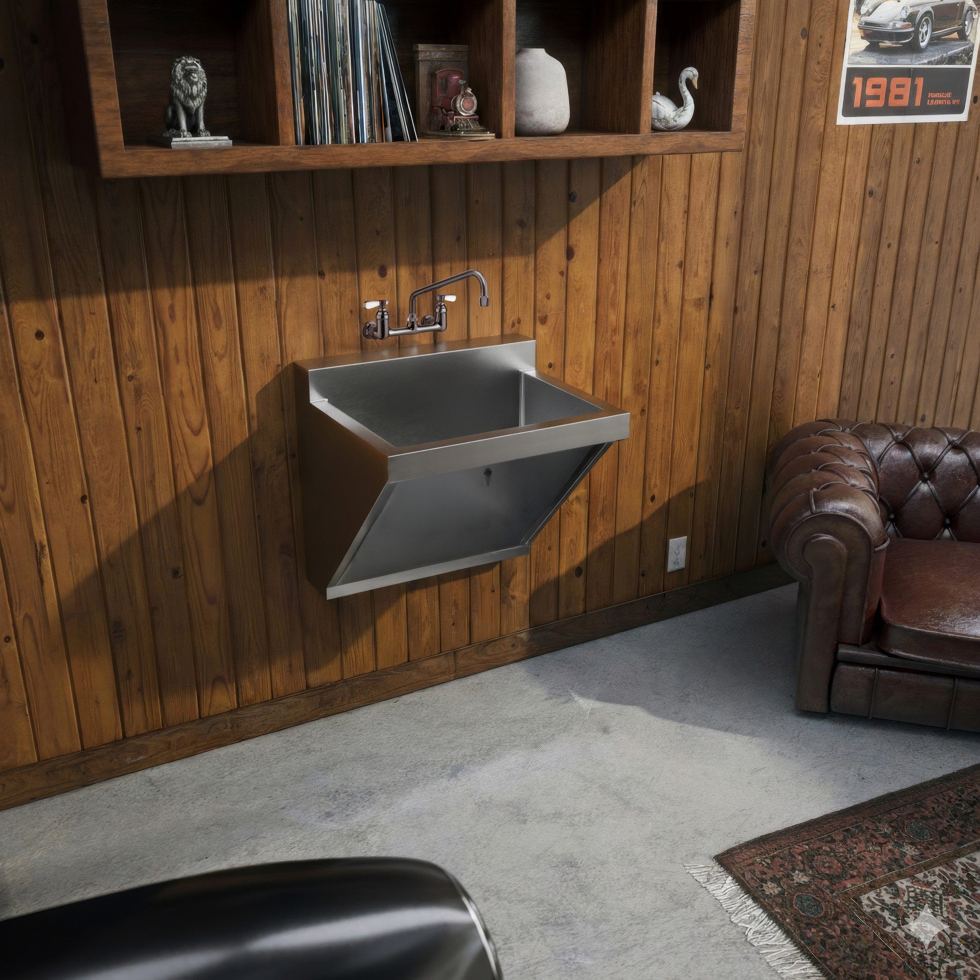 HBL for PROFESSIONAL ワキシングシステム3点セット Brushed stainless steel commercial single bowl wall mount utility