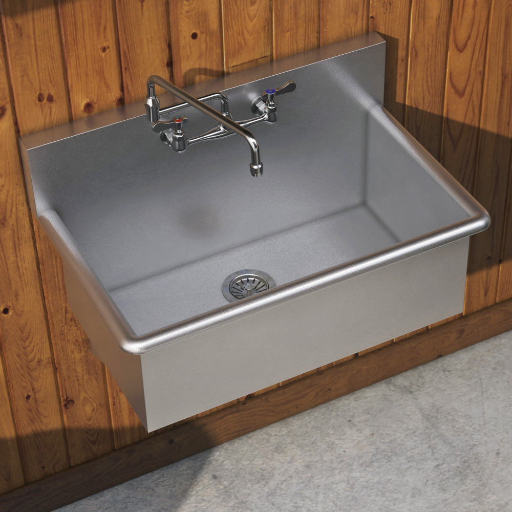 Brushed stainless steel commercial single bowl drop-in or wall mount utility sink