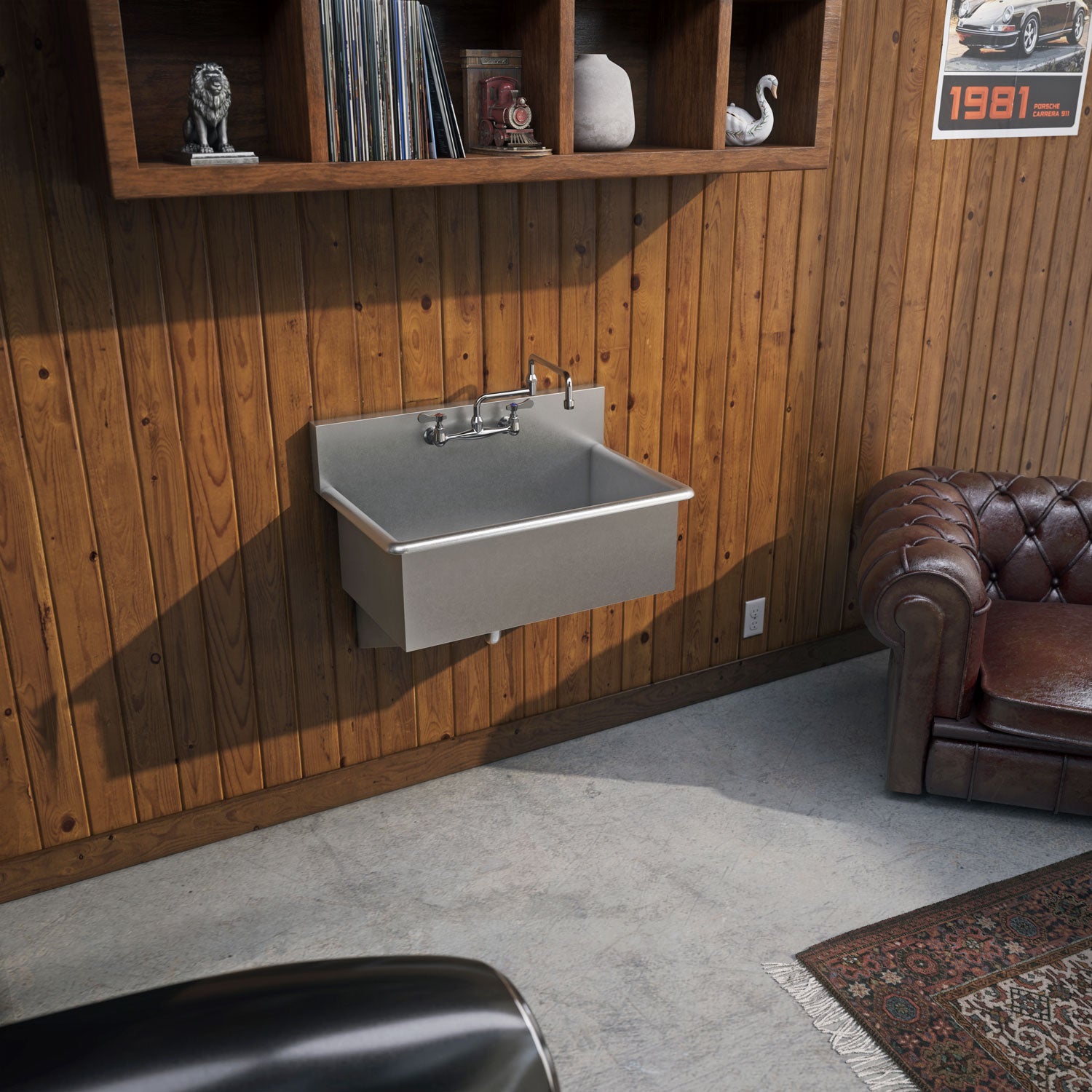 Brushed stainless steel commercial single bowl drop-in or wall mount utility sink