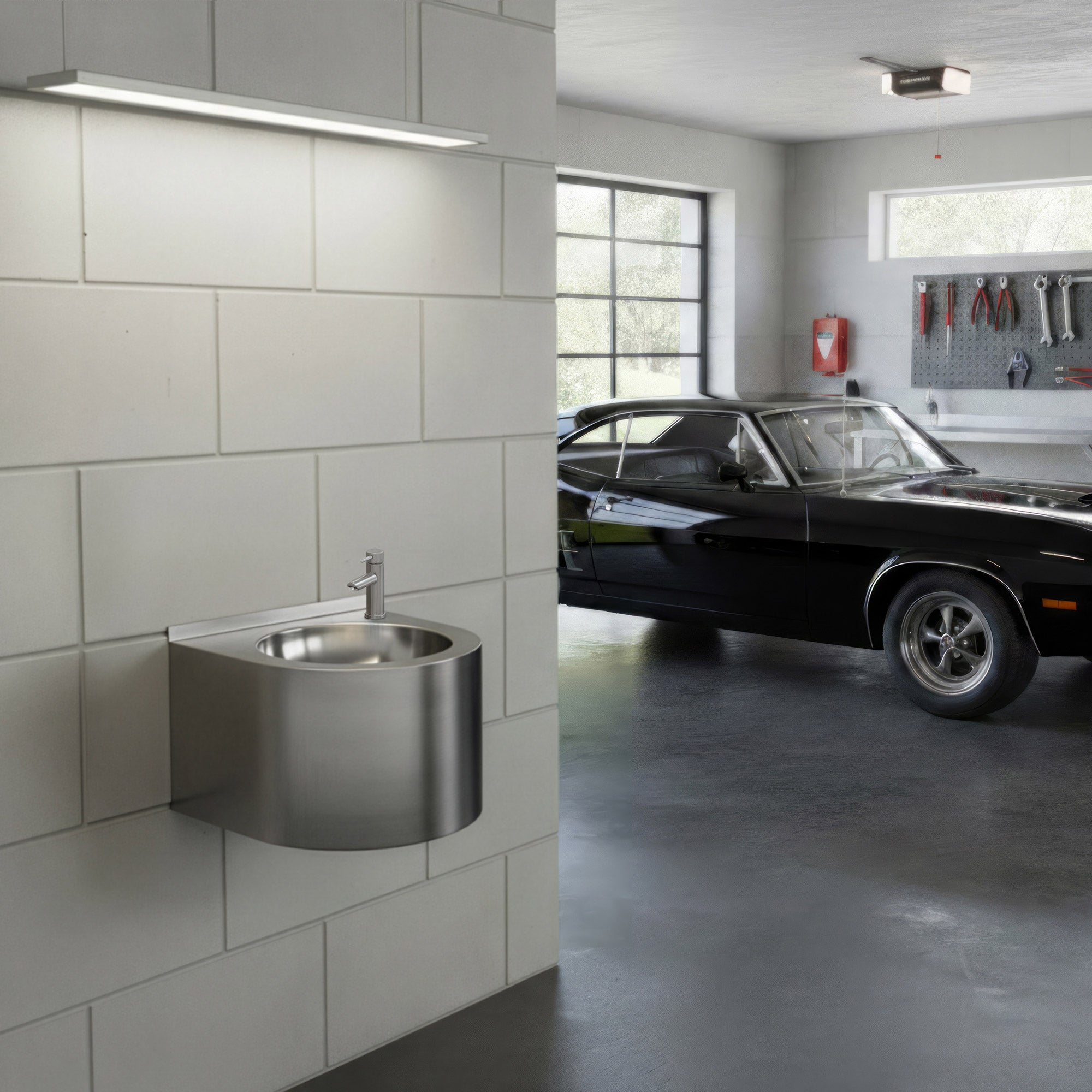 Brushed stainless steel commercial single bowl wall mount wash basin