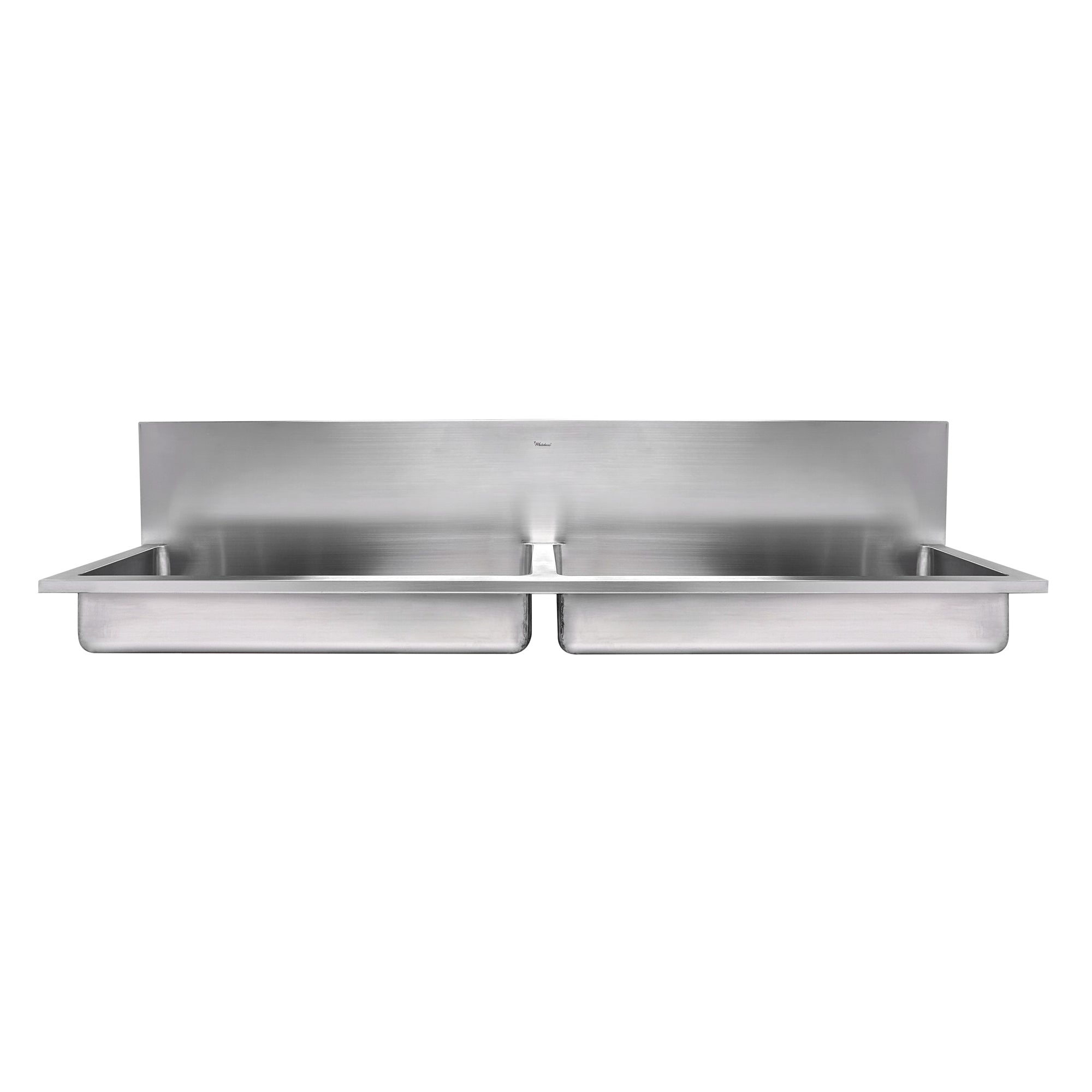 Brushed stainless steel double bowl wall mount utility sink