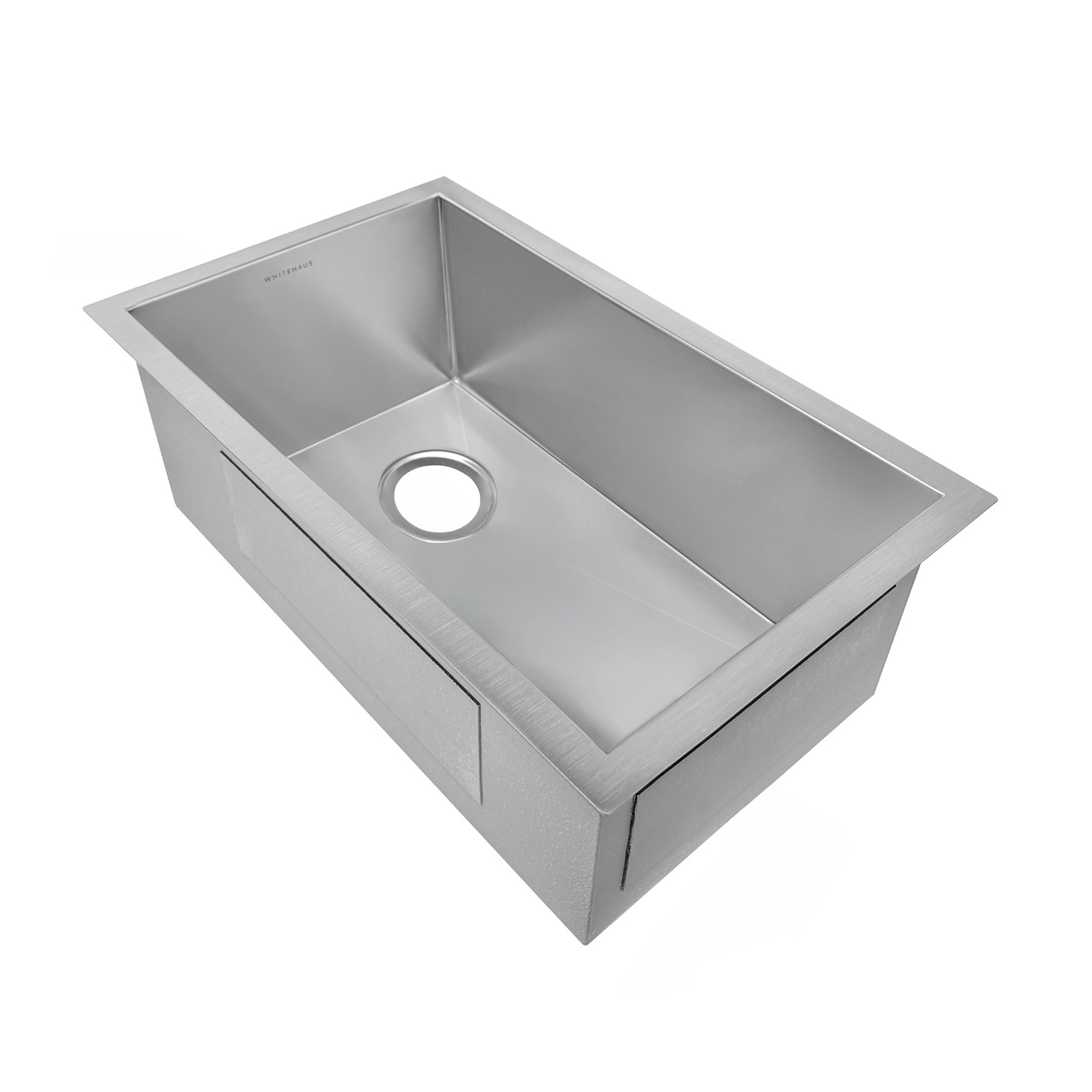 Brushed stainless steel commercial single bowl undermount sink