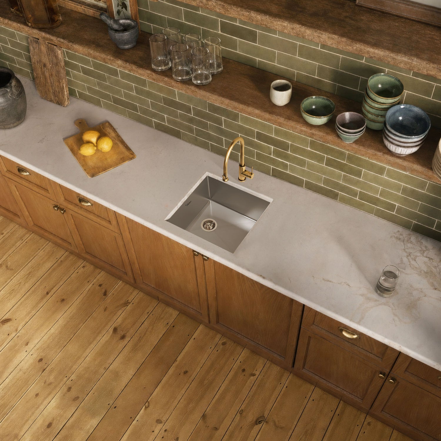 Brushed stainless steel commercial single bowl undermount sink