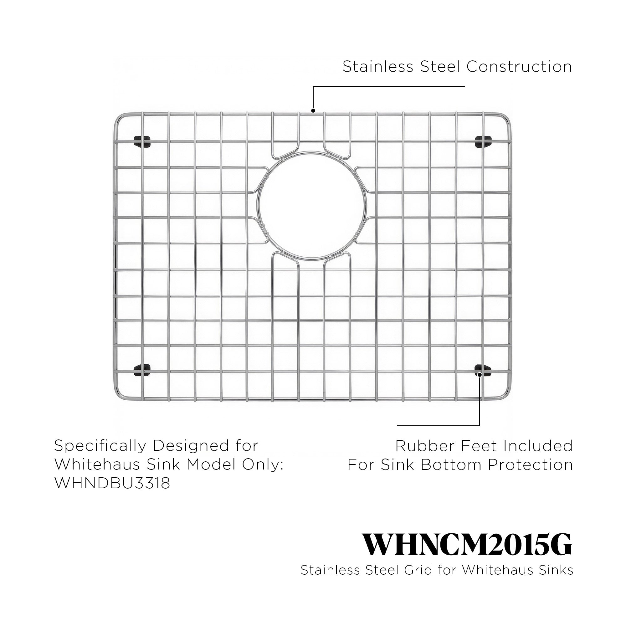 Stainless steel kitchen sink grid for sink model WHNCM2015