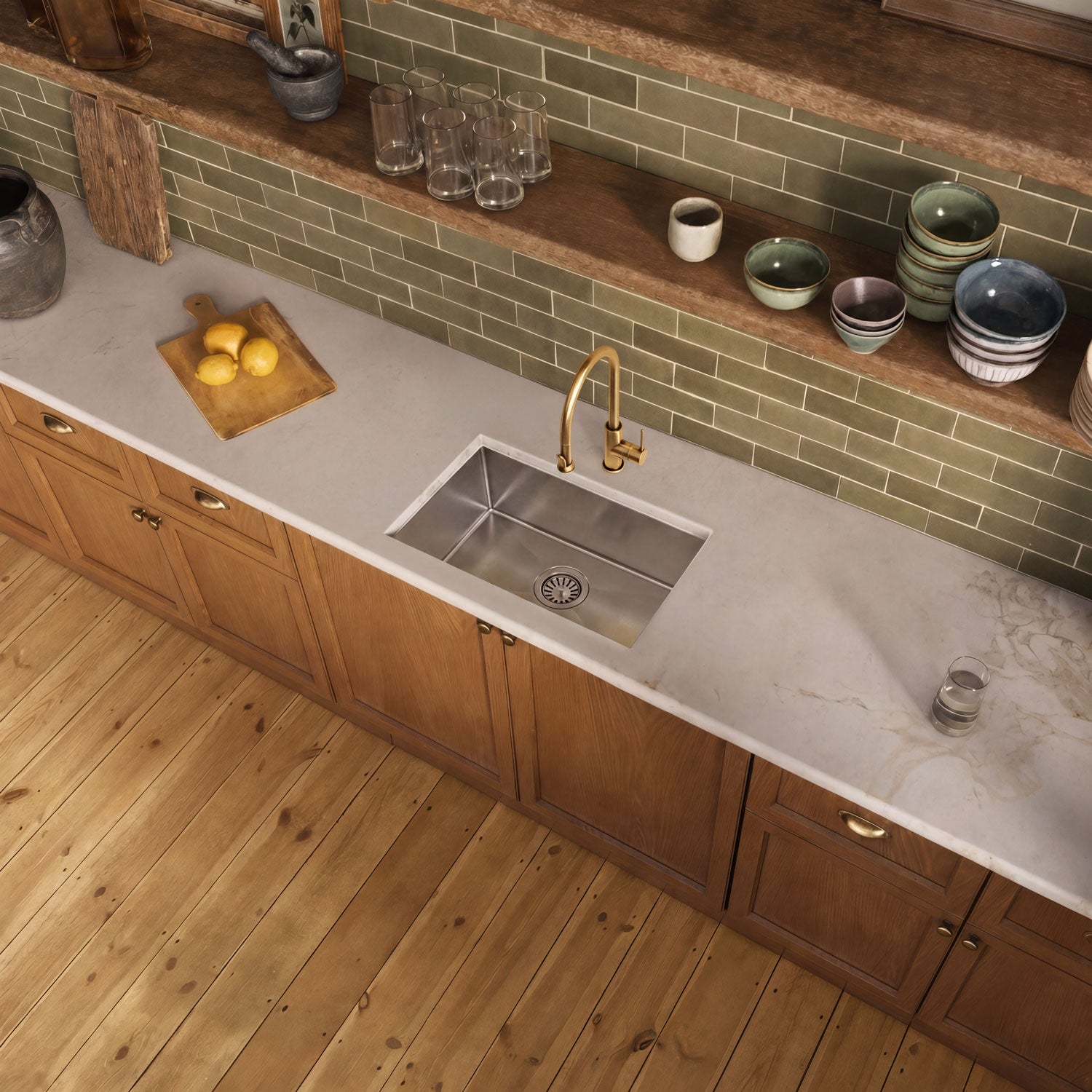 Brushed stainless steel commercial single bowl undermount sink