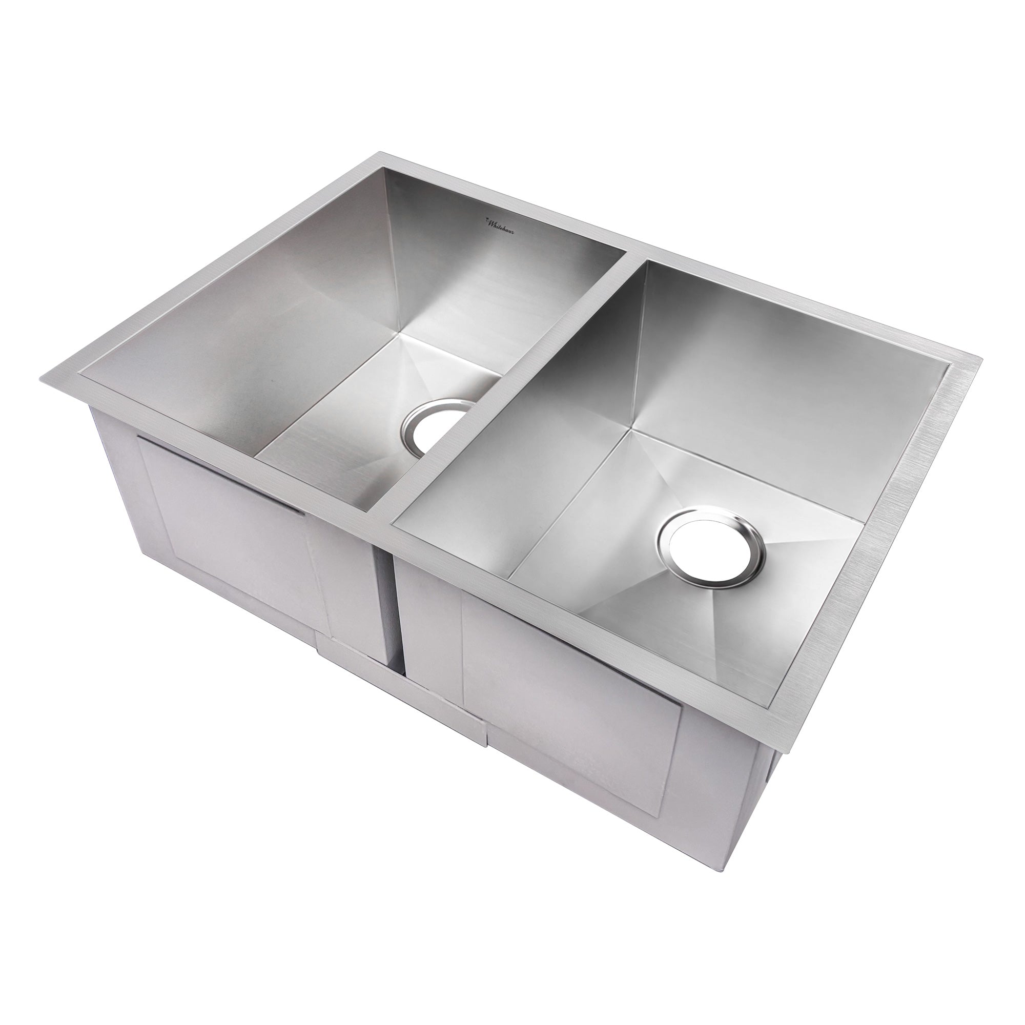 Brushed stainless steel commercial double bowl undermount kitchen sink