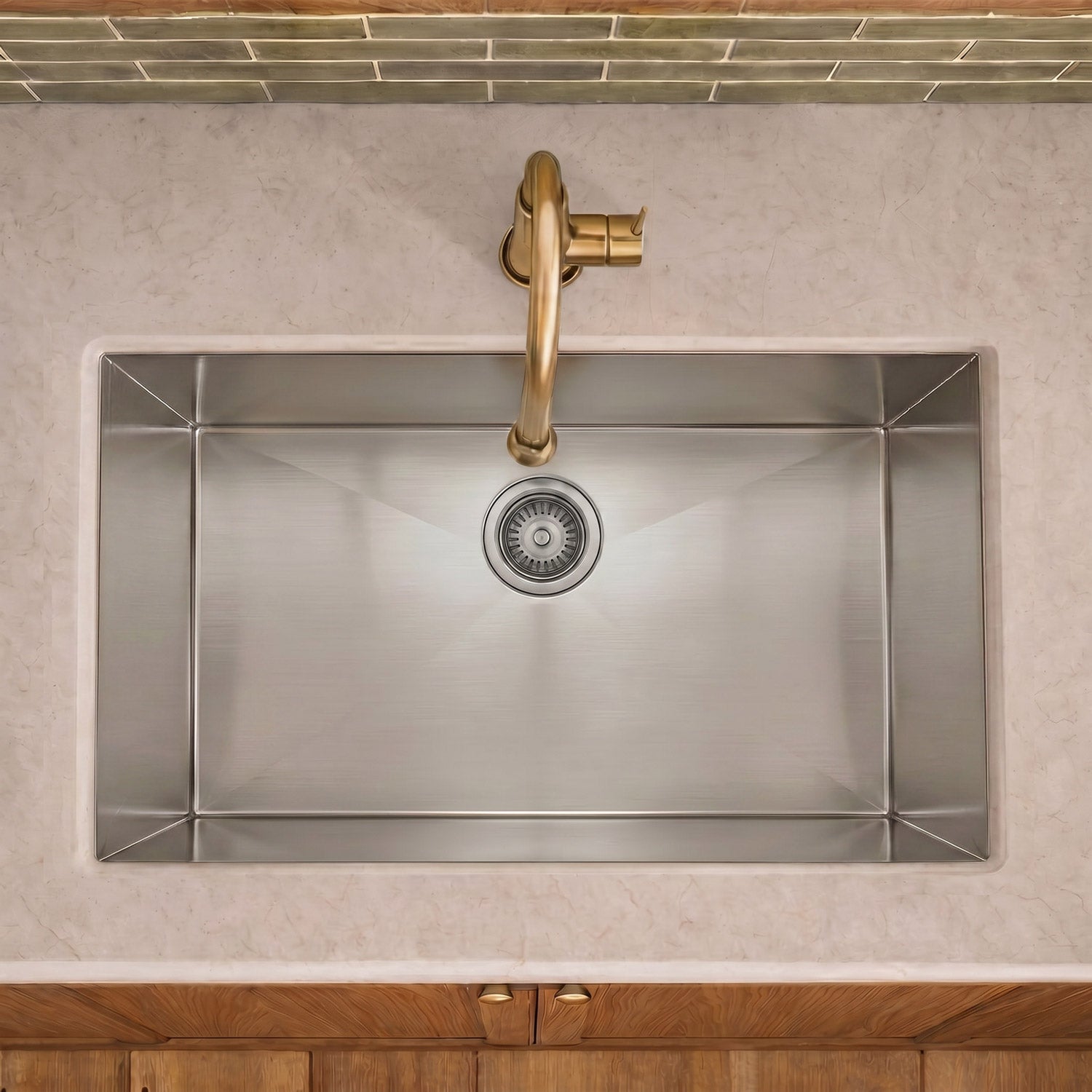 Brushed stainless steel commercial single bowl undermount sink